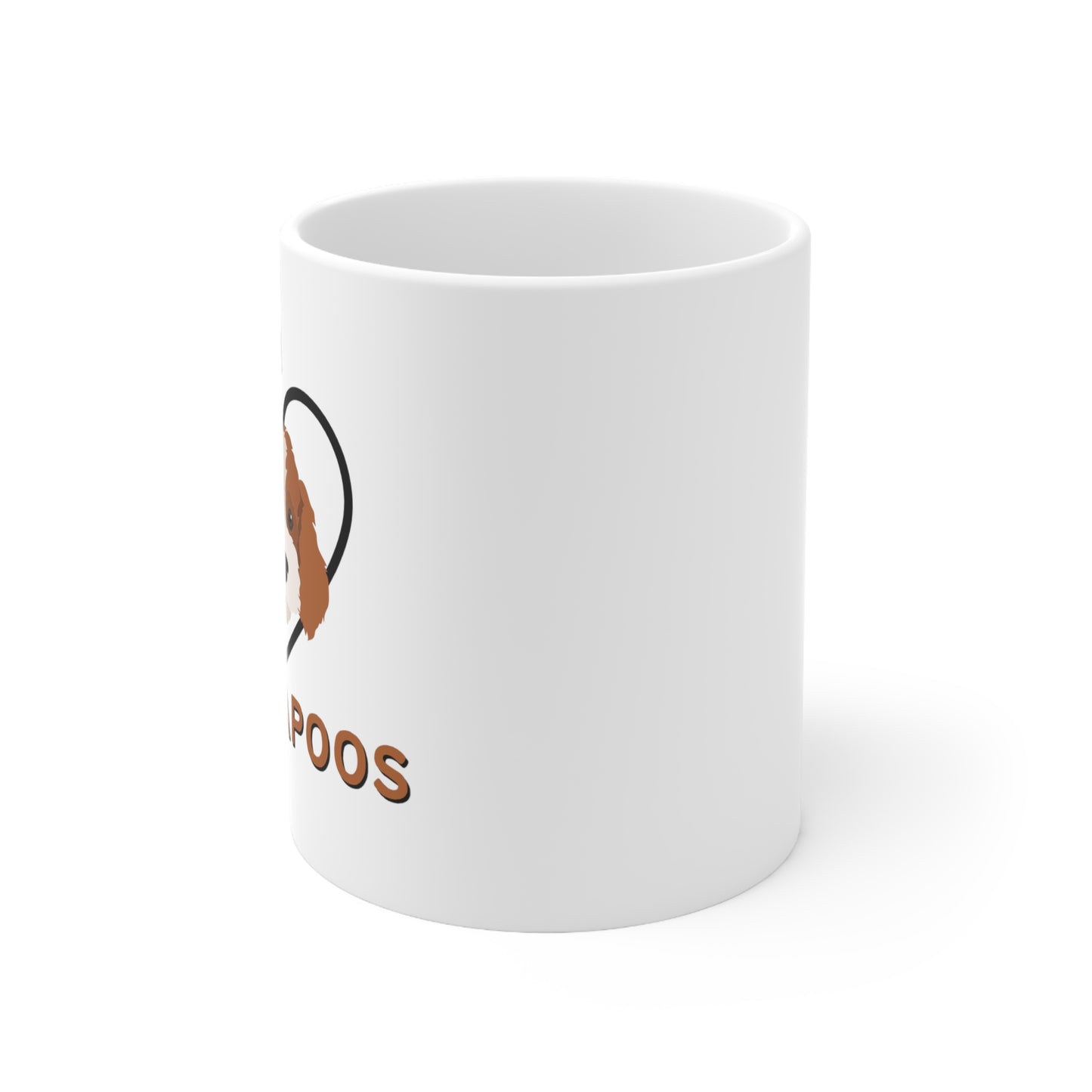 Mug with Cockapoo face inside a heart for coffee or tea lovers.