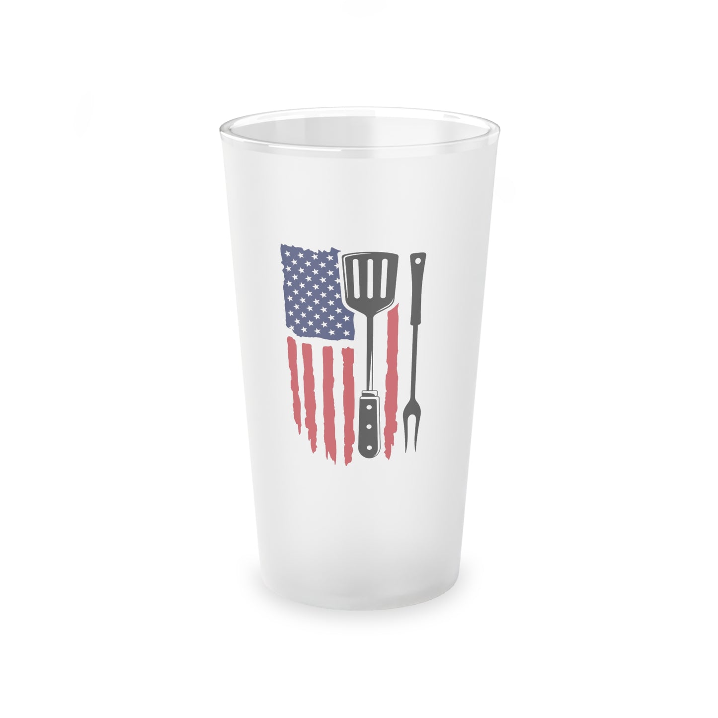 bbq mug with grilling tools in flag design