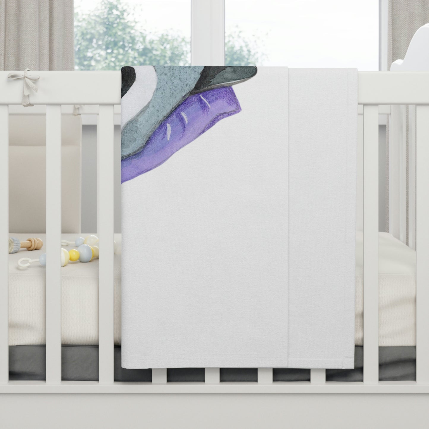 30x40 baby raccoon blanket with woodland theme