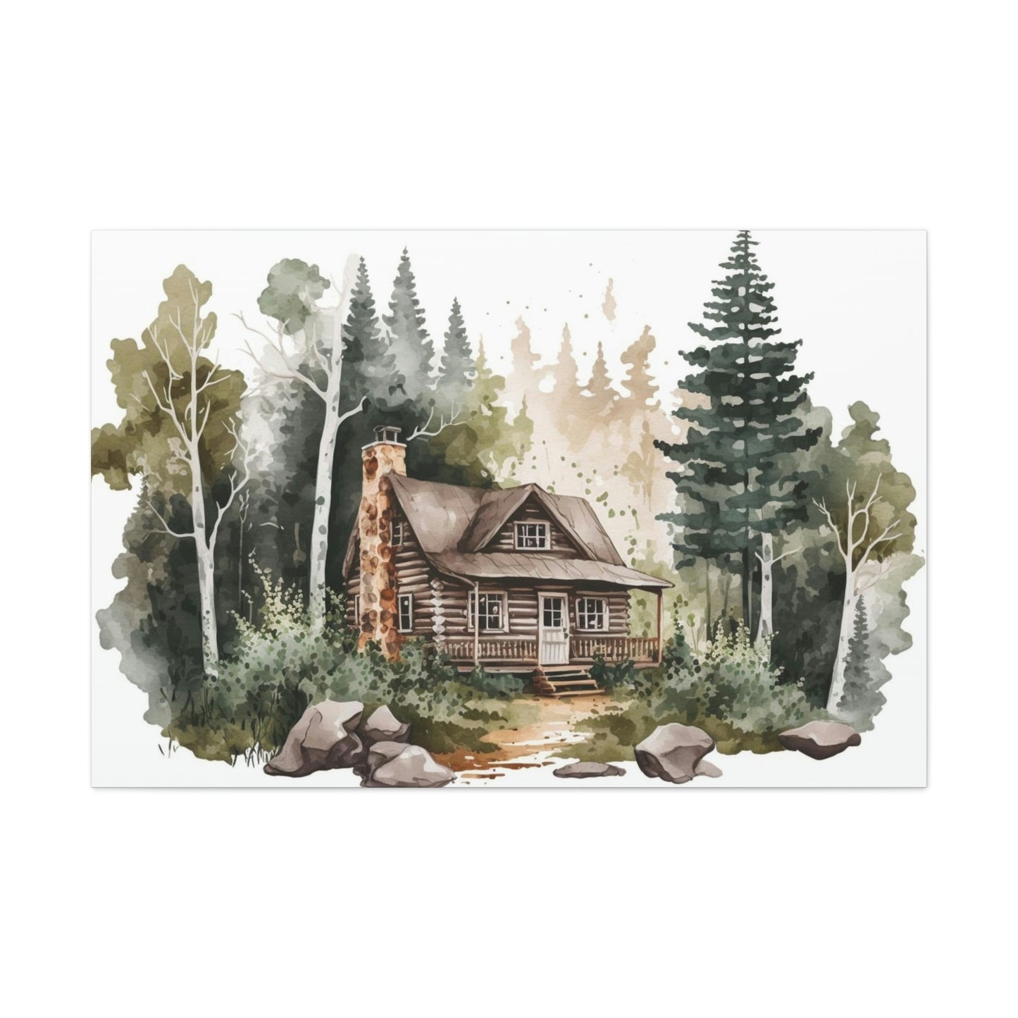 "Cabin In The Woods Watercolor" Wall Art - Weave Got Gifts - Unique Gifts You Won’t Find Anywhere Else!