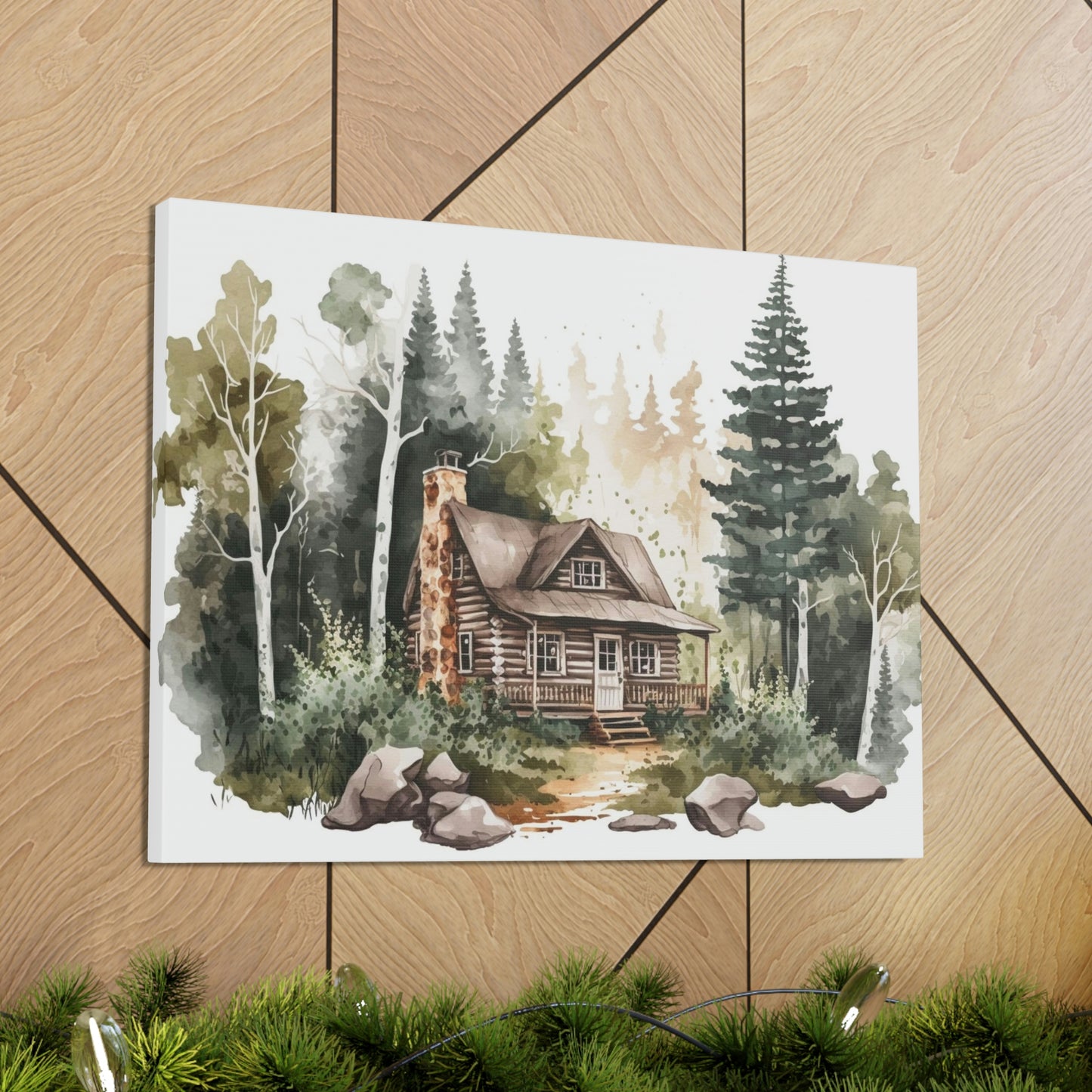 "Cabin In The Woods Watercolor" Wall Art - Weave Got Gifts - Unique Gifts You Won’t Find Anywhere Else!