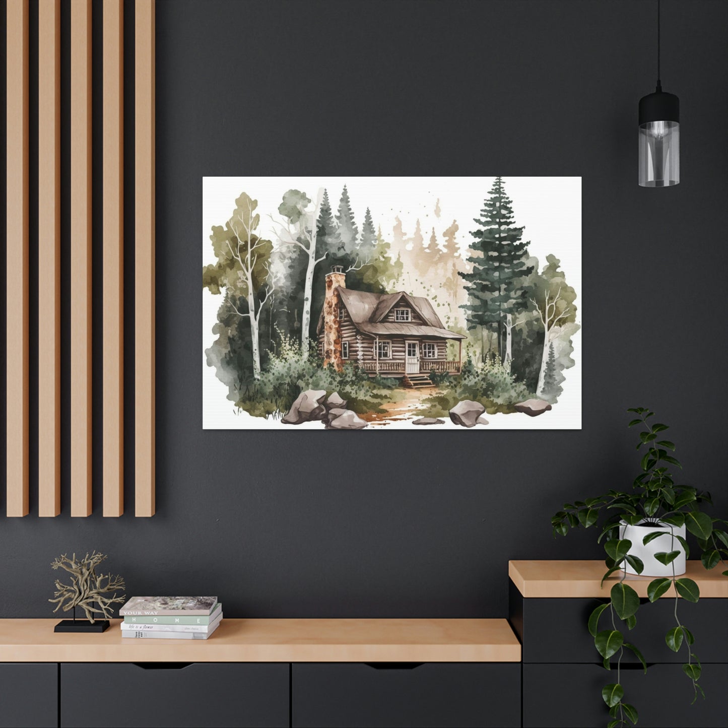 "Cabin In The Woods Watercolor" Wall Art - Weave Got Gifts - Unique Gifts You Won’t Find Anywhere Else!