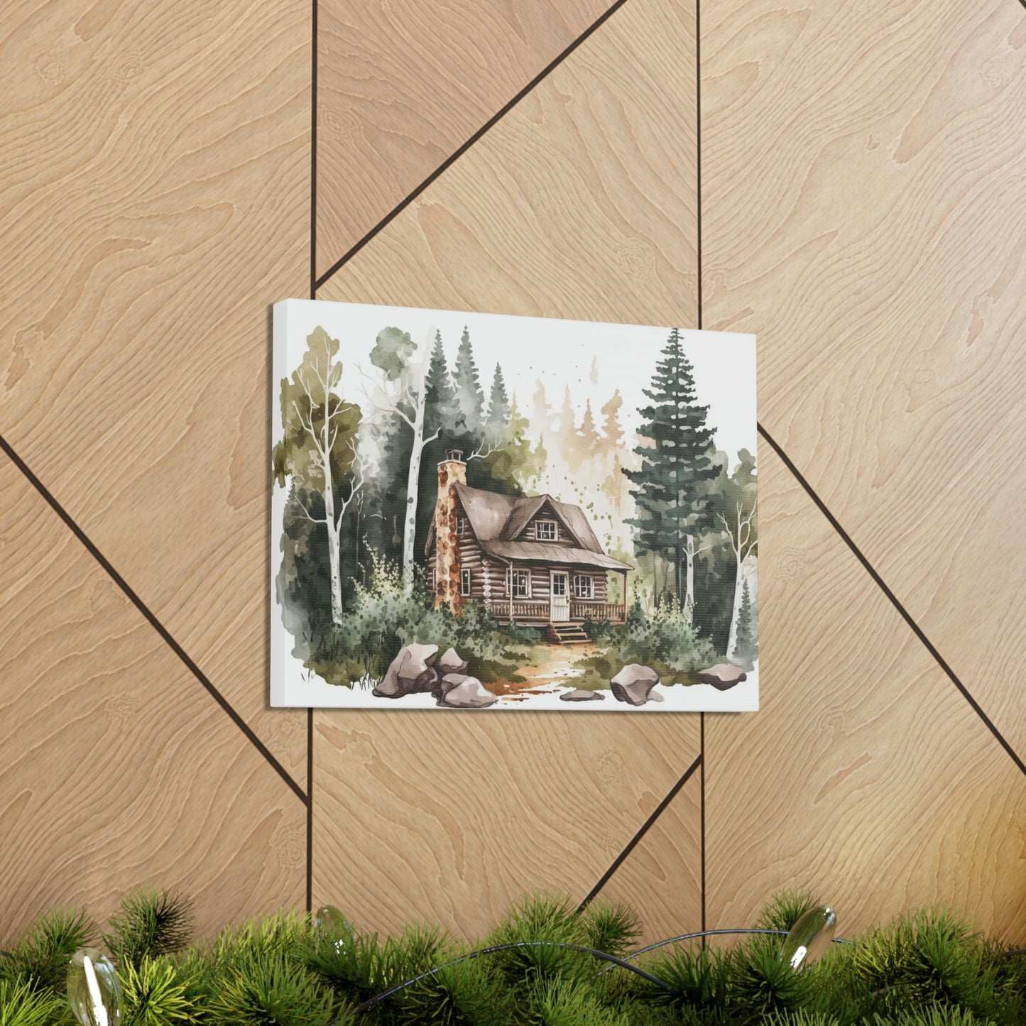 "Cabin In The Woods Watercolor" Wall Art - Weave Got Gifts - Unique Gifts You Won’t Find Anywhere Else!