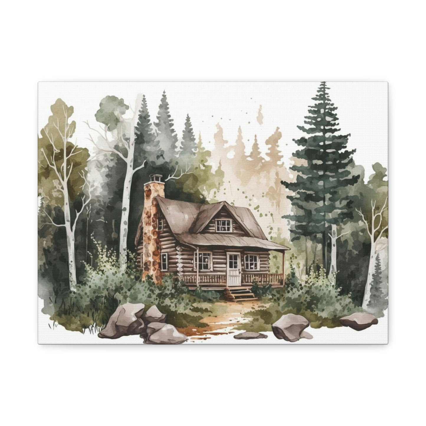 "Cabin In The Woods Watercolor" Wall Art - Weave Got Gifts - Unique Gifts You Won’t Find Anywhere Else!