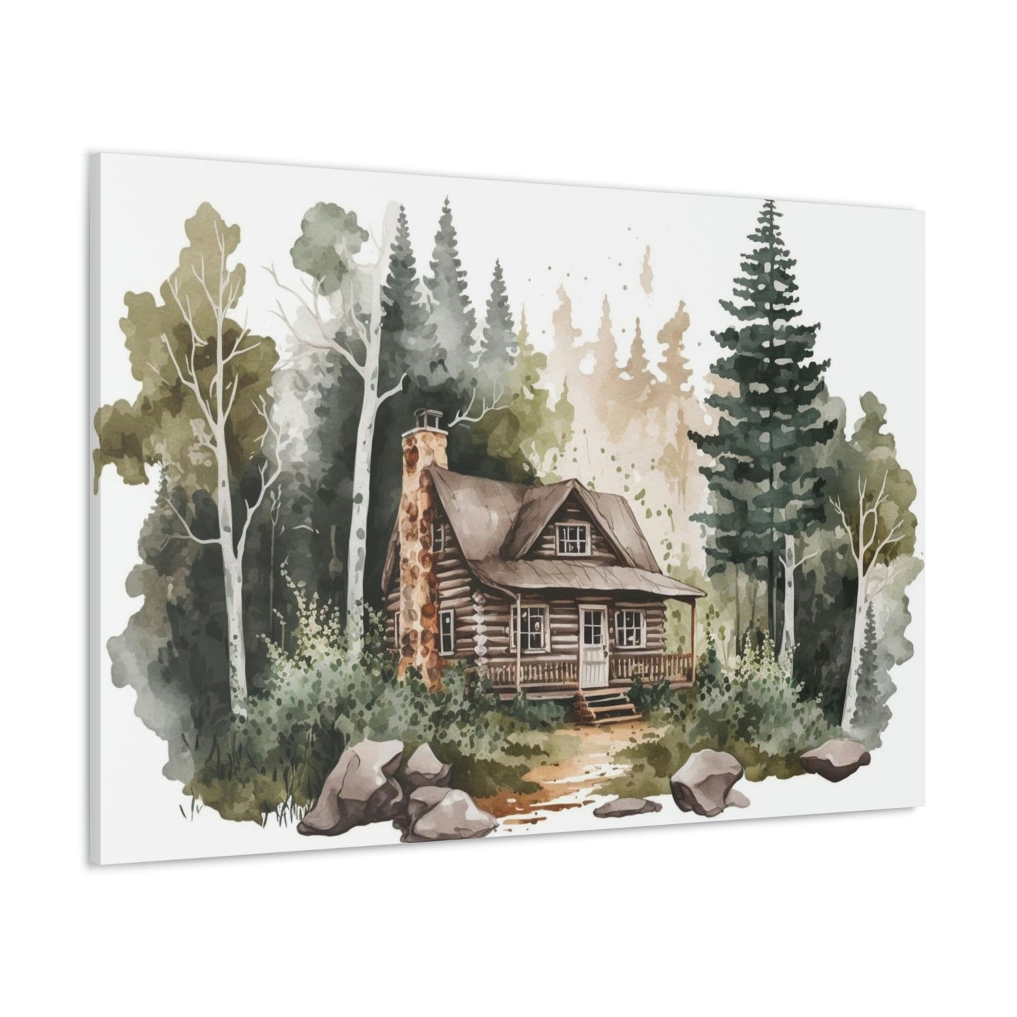 "Cabin In The Woods Watercolor" Wall Art - Weave Got Gifts - Unique Gifts You Won’t Find Anywhere Else!