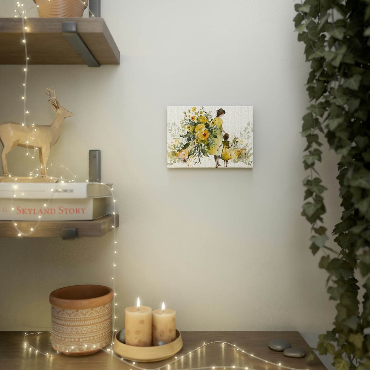 Mom and child wall art in watercolor style