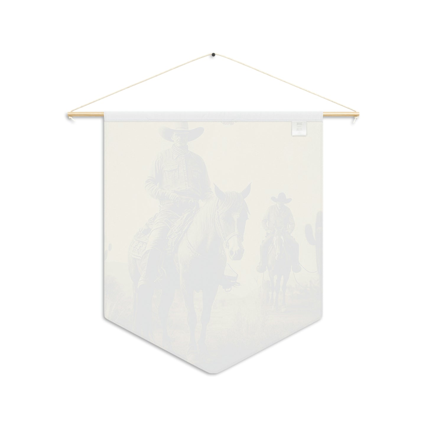 Cowboys on horseback sepia photo pennant