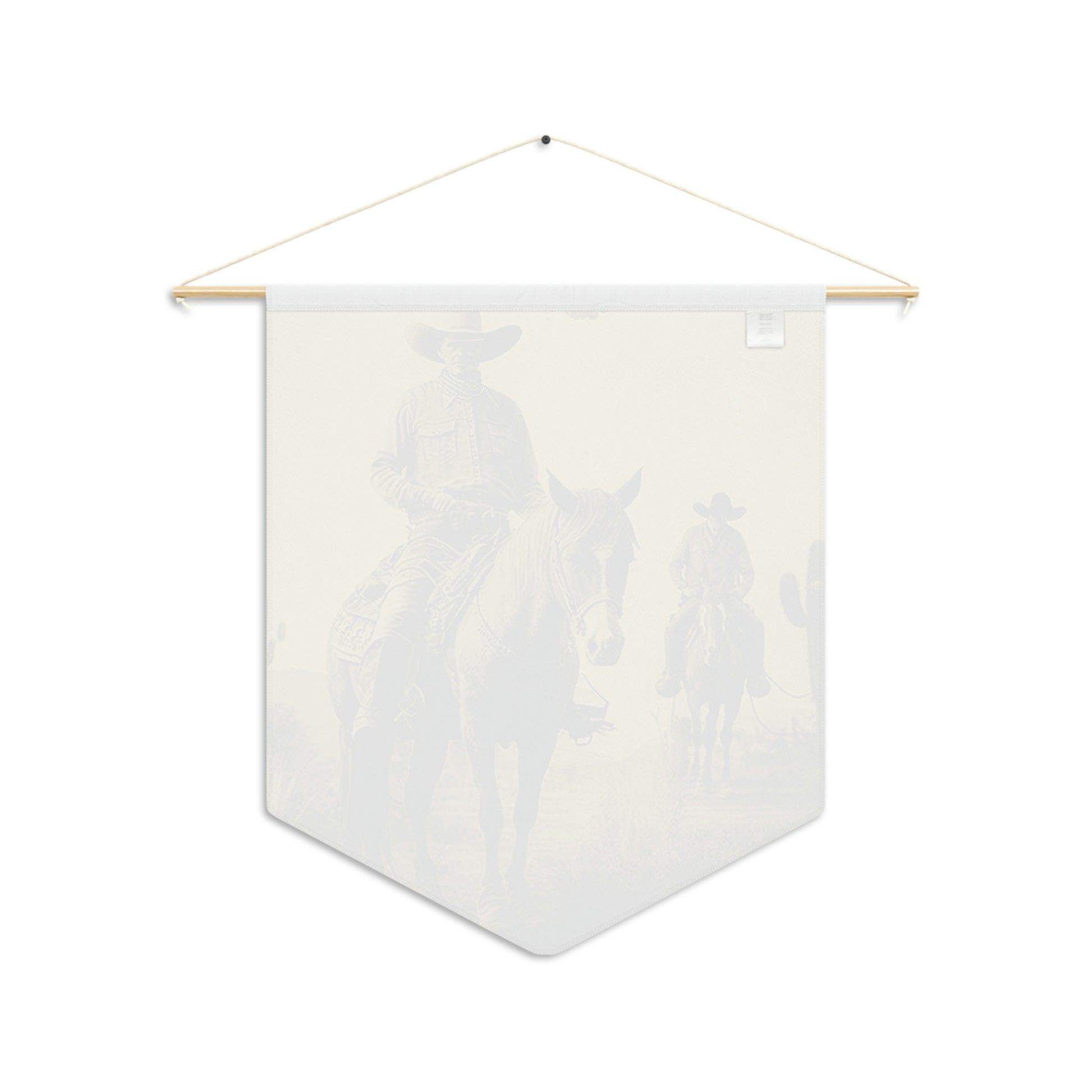 Cowboys on horseback sepia photo pennant