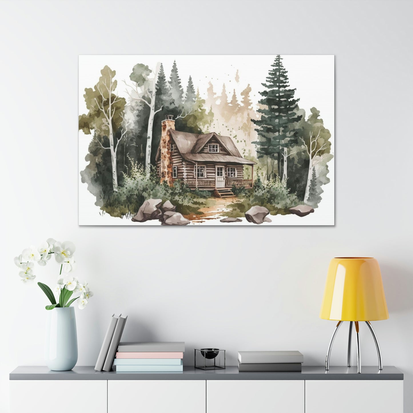 "Cabin In The Woods Watercolor" Wall Art - Weave Got Gifts - Unique Gifts You Won’t Find Anywhere Else!