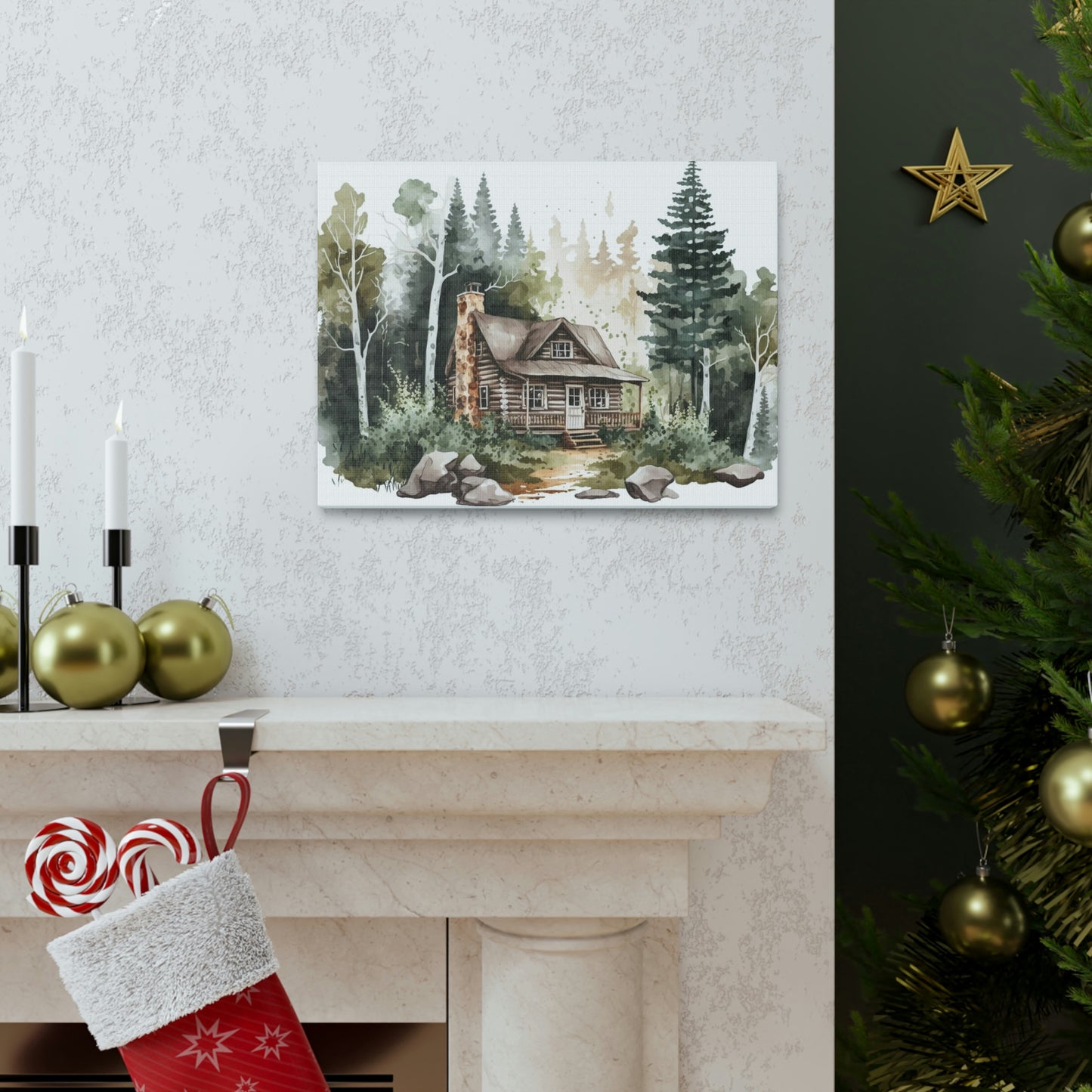 "Cabin In The Woods Watercolor" Wall Art - Weave Got Gifts - Unique Gifts You Won’t Find Anywhere Else!