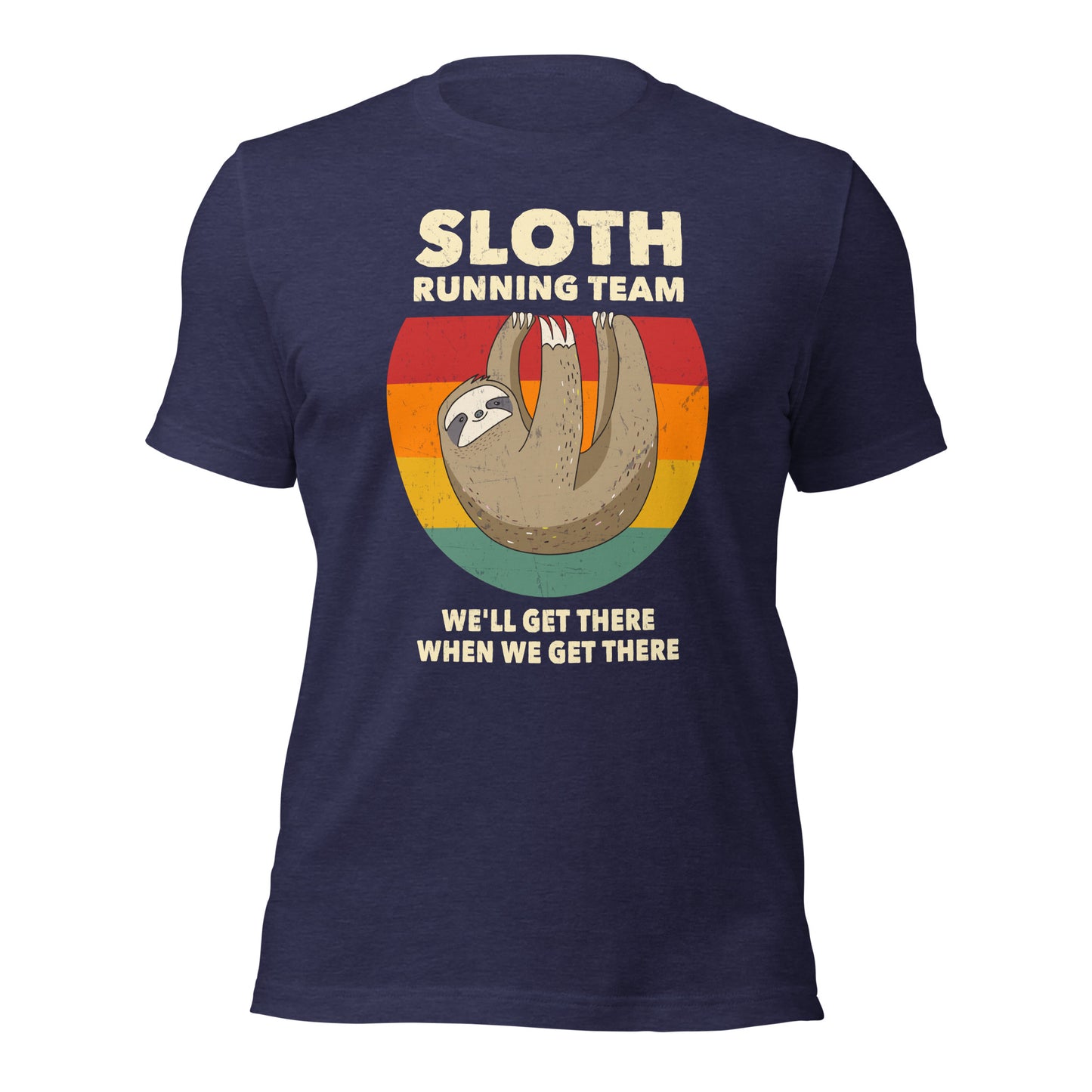 Colorful sloth running team t-shirt