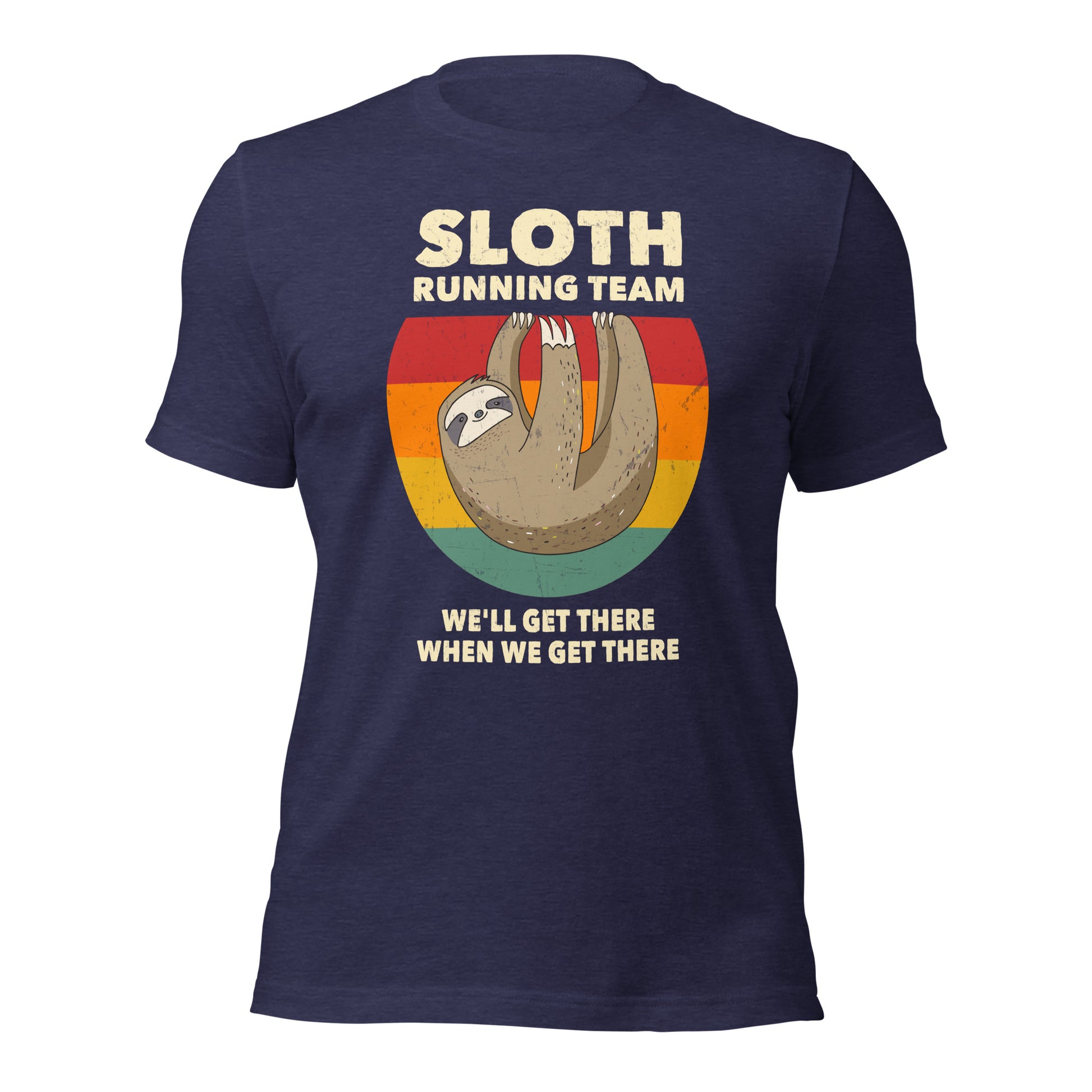 Colorful sloth running team t-shirt