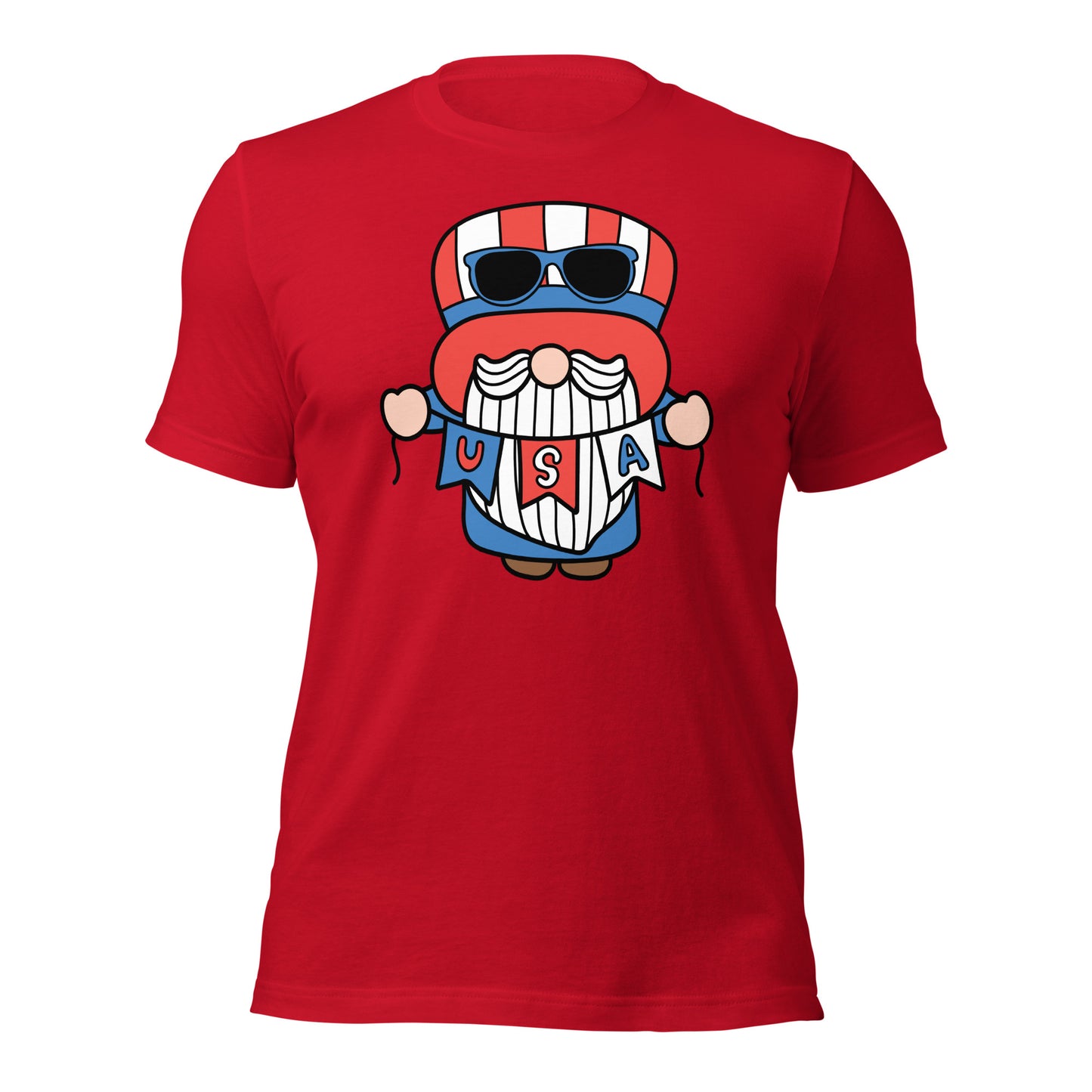 American flag gnome t-shirt for patriotic celebrations