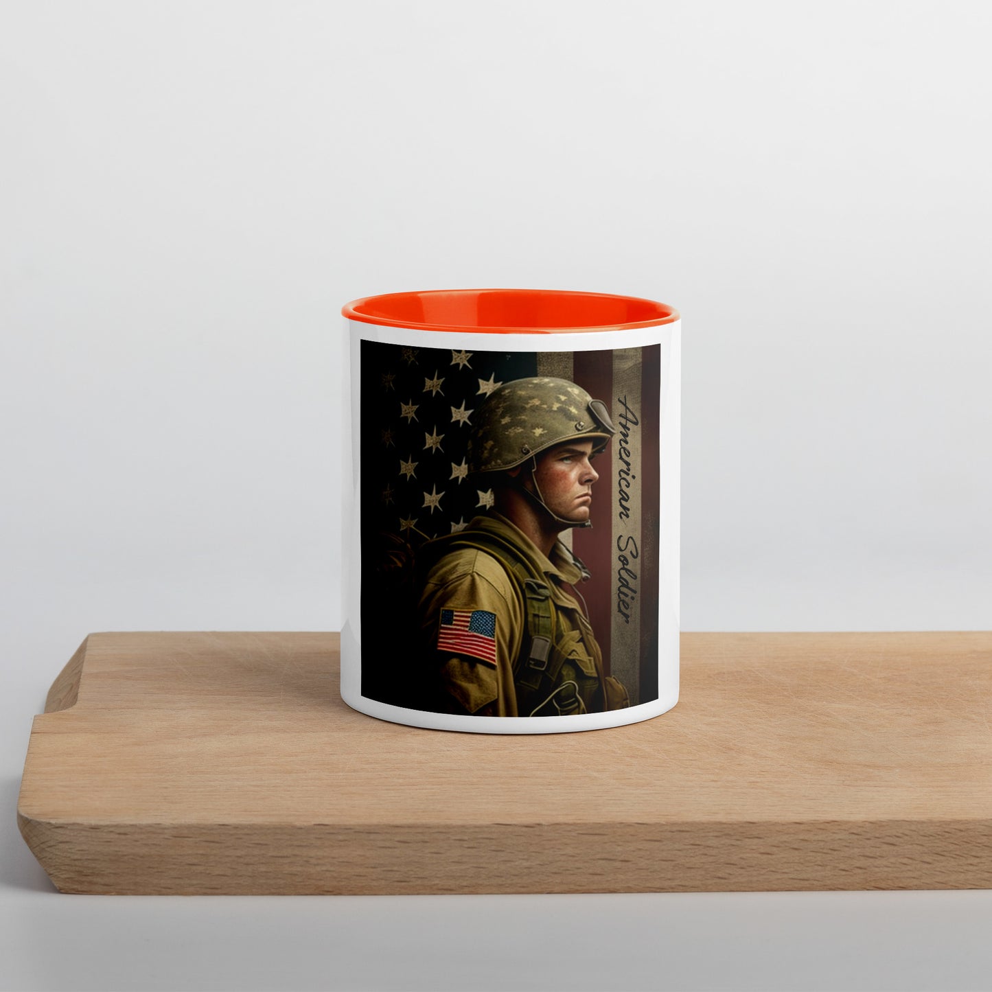 Military coffee mug with vibrant patriotic design