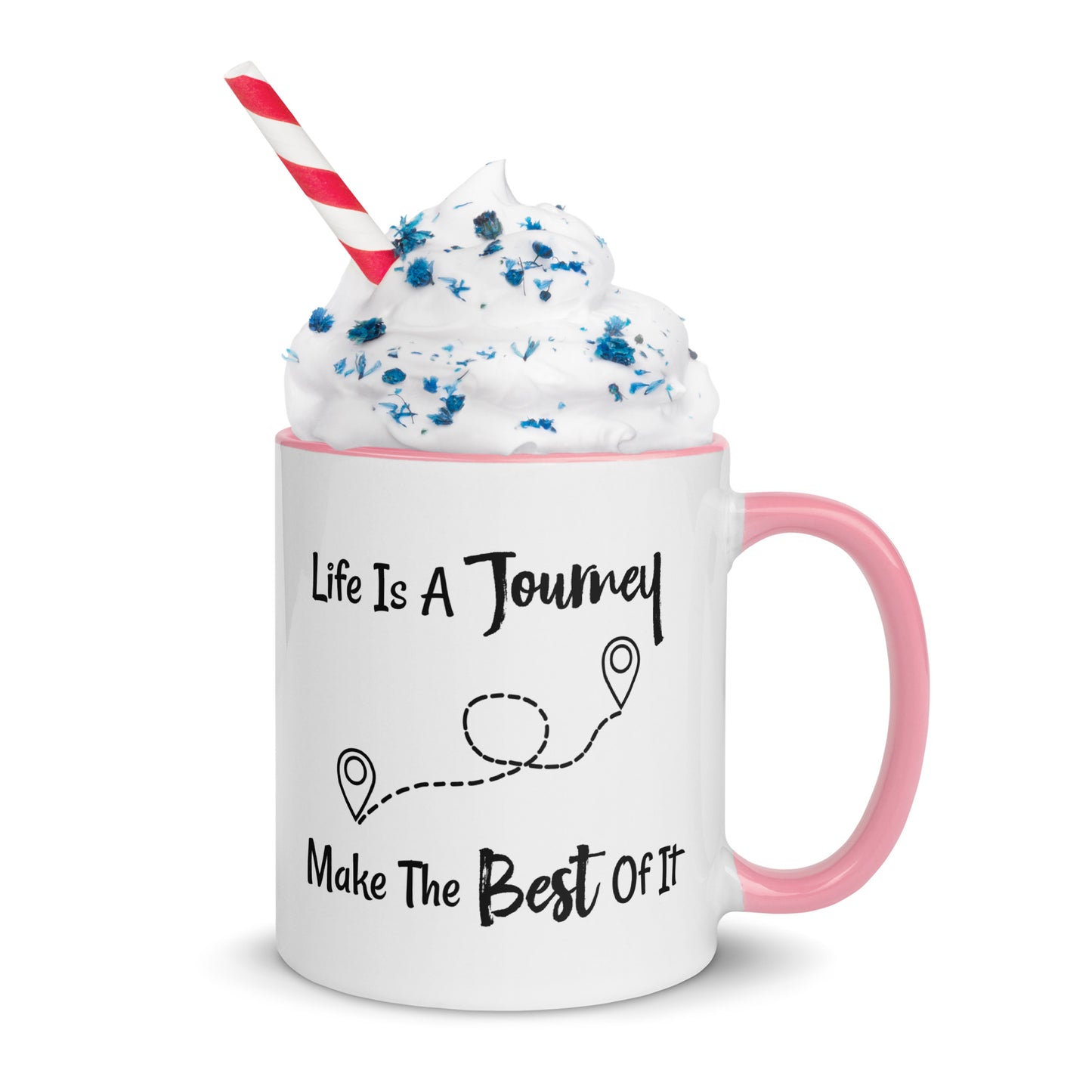 Adventure coffee mug with inspirational saying