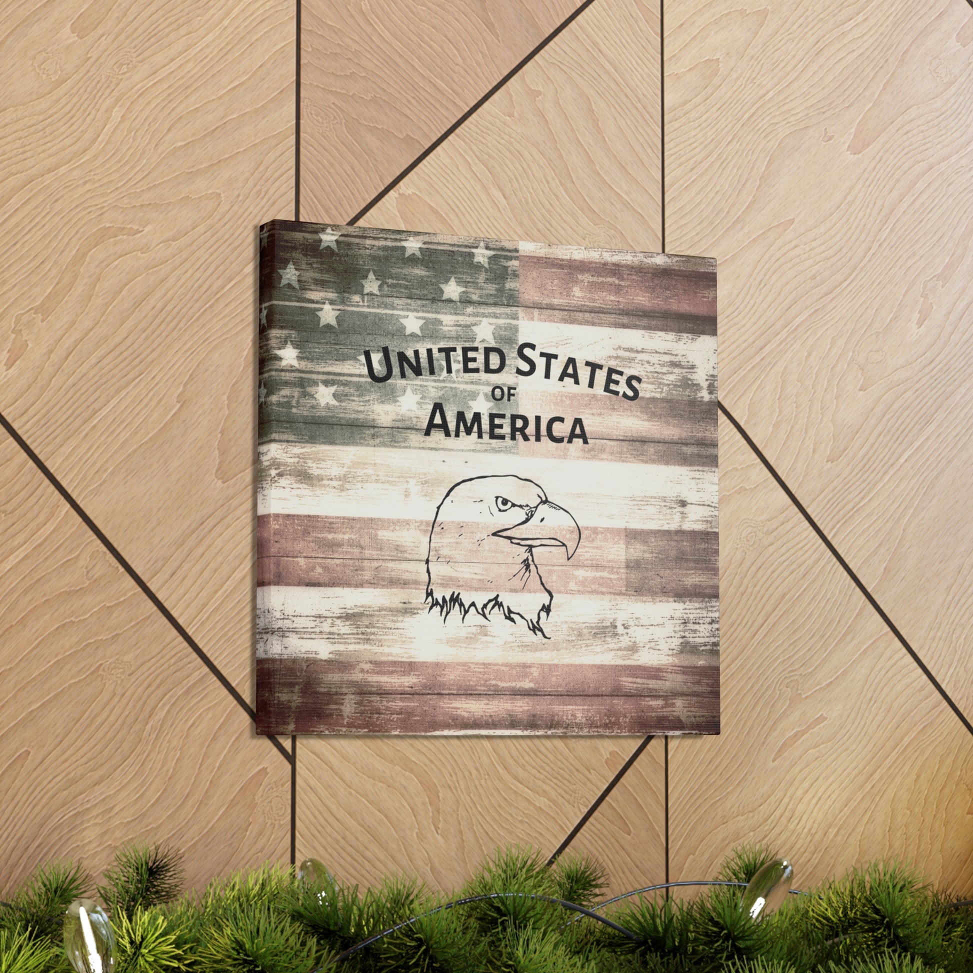 American flag wood-look wall art canvas
