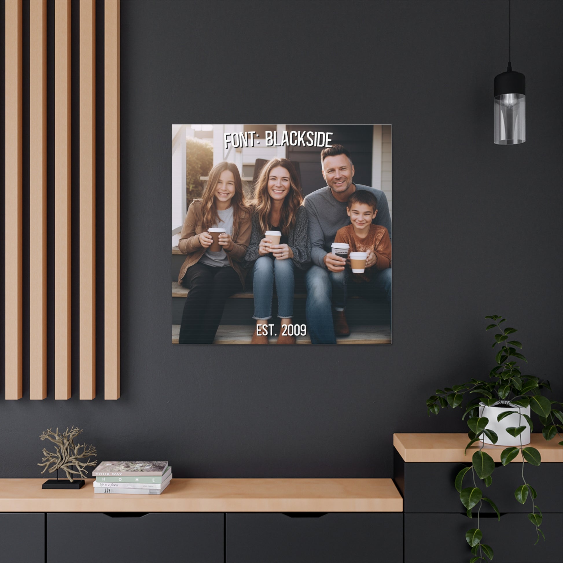 Elegant family photo canvas print for living rooms
