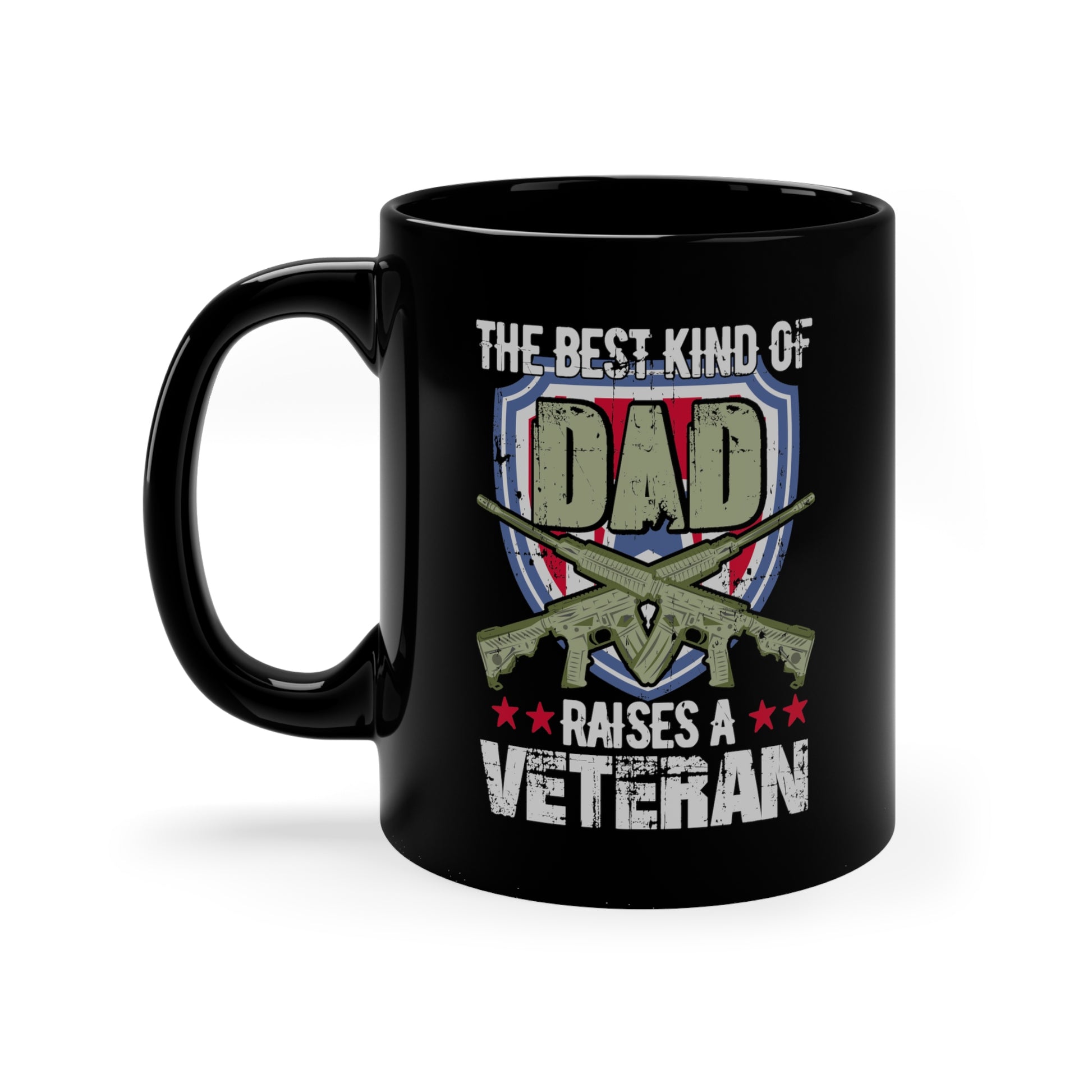 Patriotic coffee mug for proud dads of veterans
