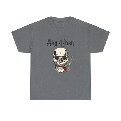 Rebellious t-shirt with skull smoking a cigar
