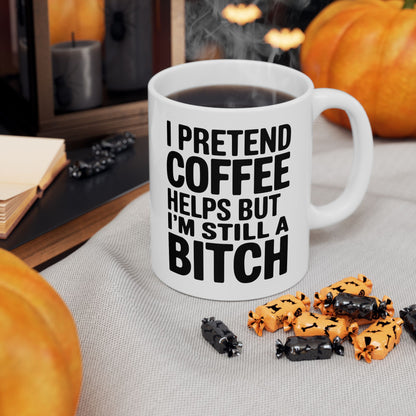 White ceramic sarcastic coffee mug
