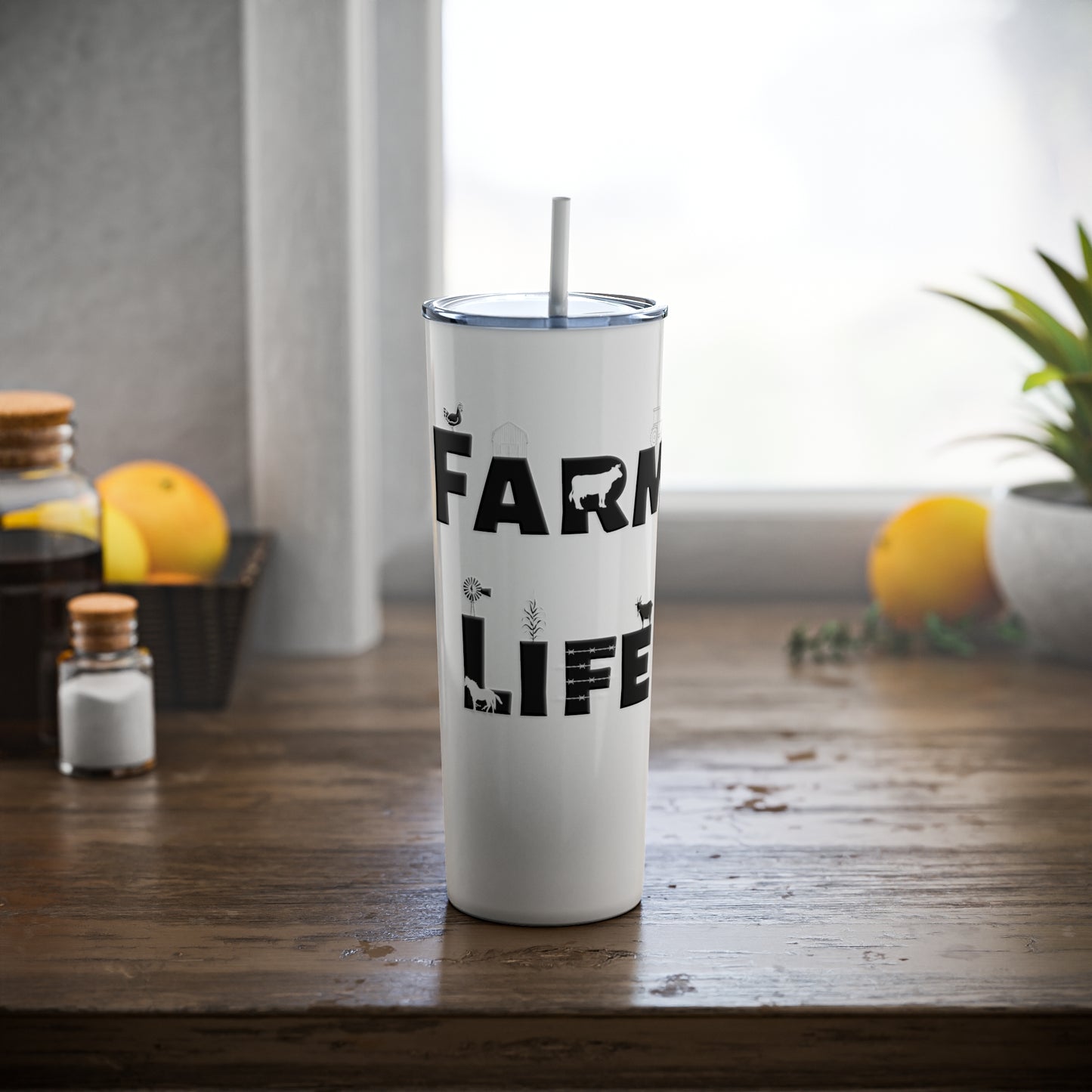 Farm-themed stainless steel tumbler
