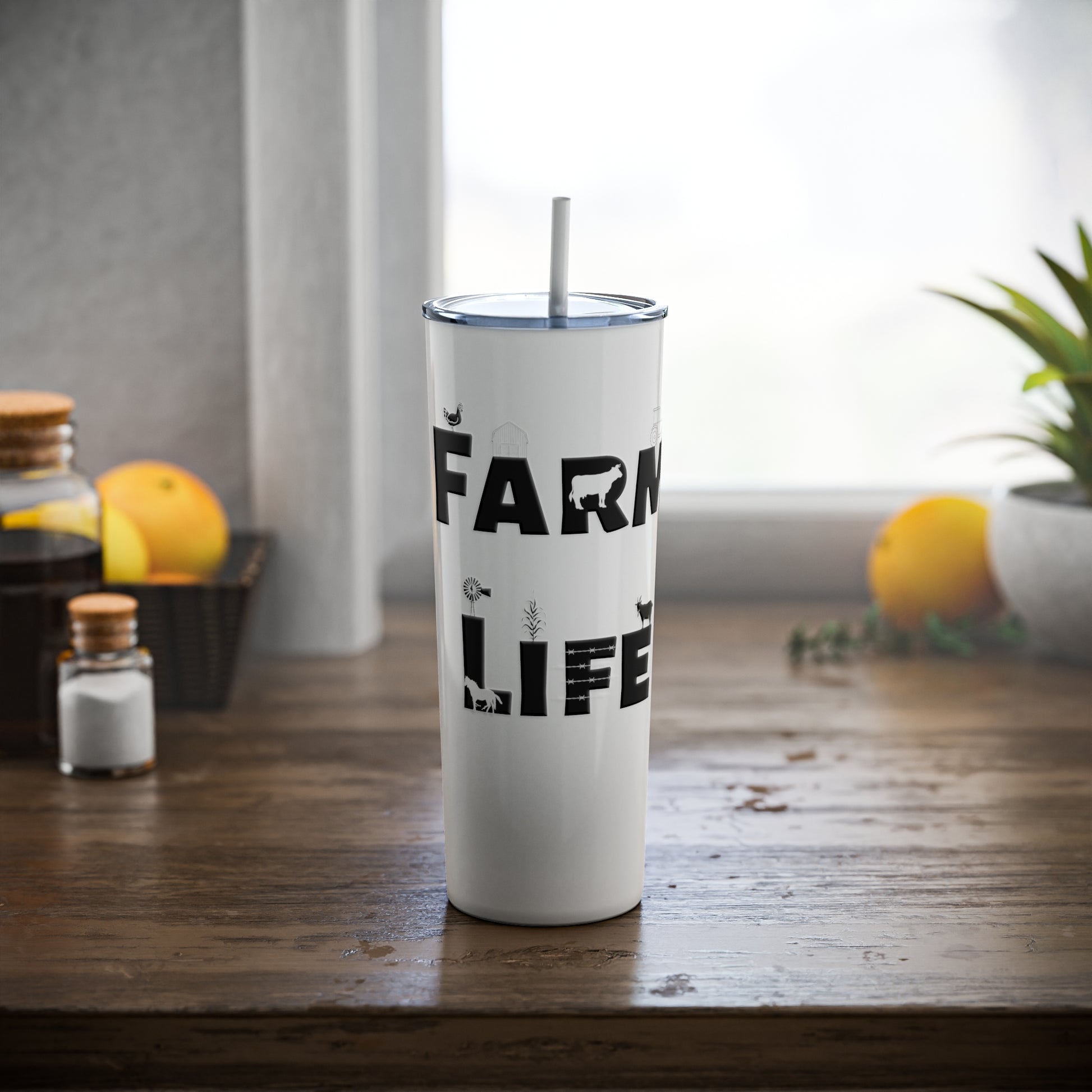 Farm-themed stainless steel tumbler
