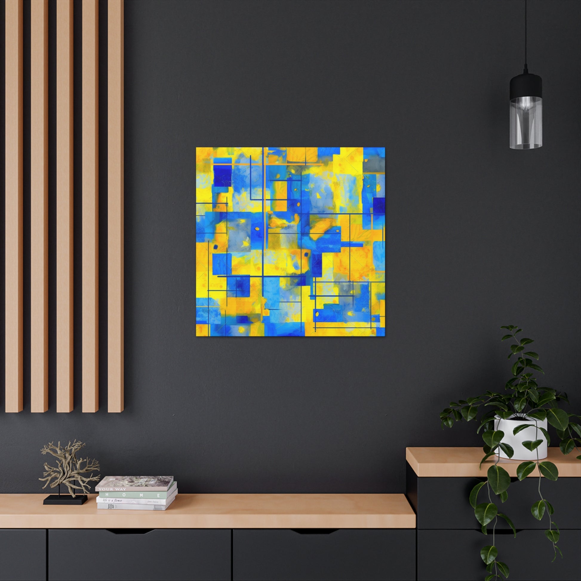 Unique geometric abstract prints on canvas for home and office

