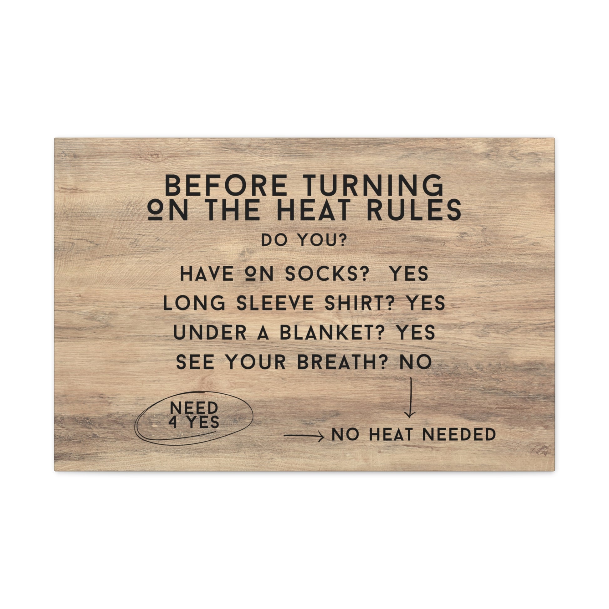 Home living wall art with funny heating rules for winter
