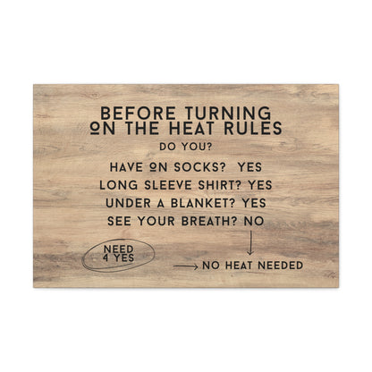 Home living wall art with funny heating rules for winter
