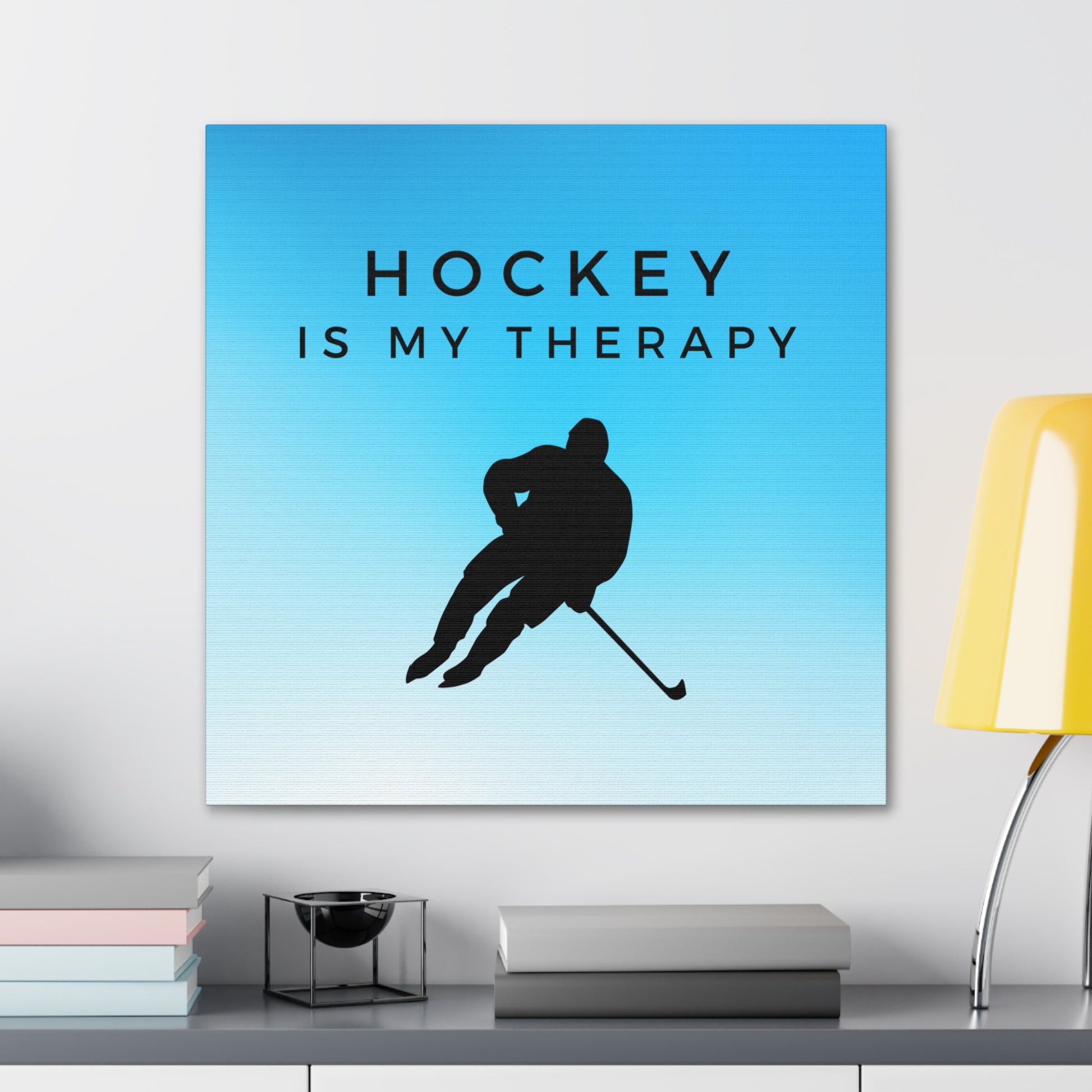 Motivational hockey wall decor featuring a hockey player graphic
