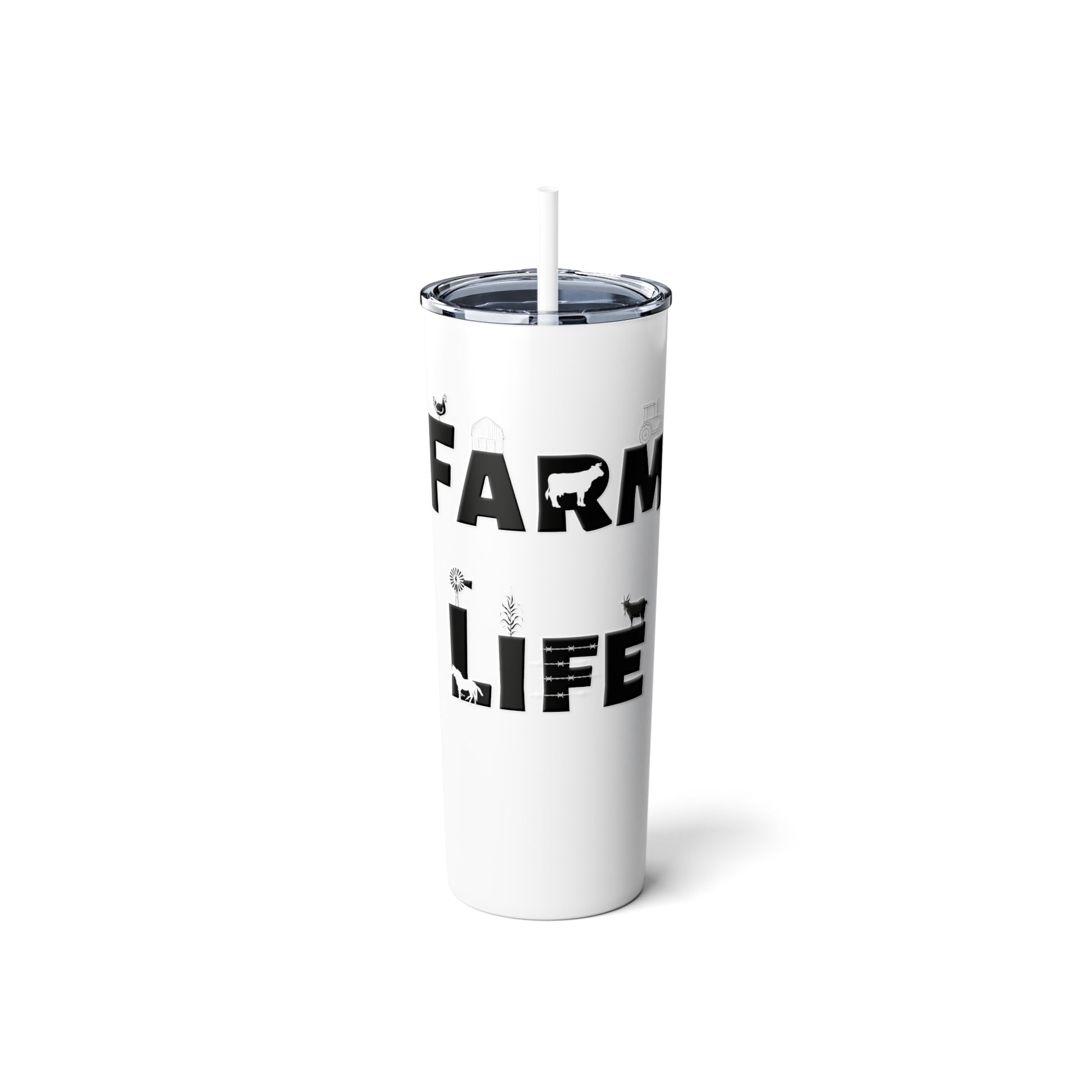"Farm Life" Skinny Steel Tumbler with Straw - Weave Got Gifts - Unique Gifts You Won’t Find Anywhere Else!