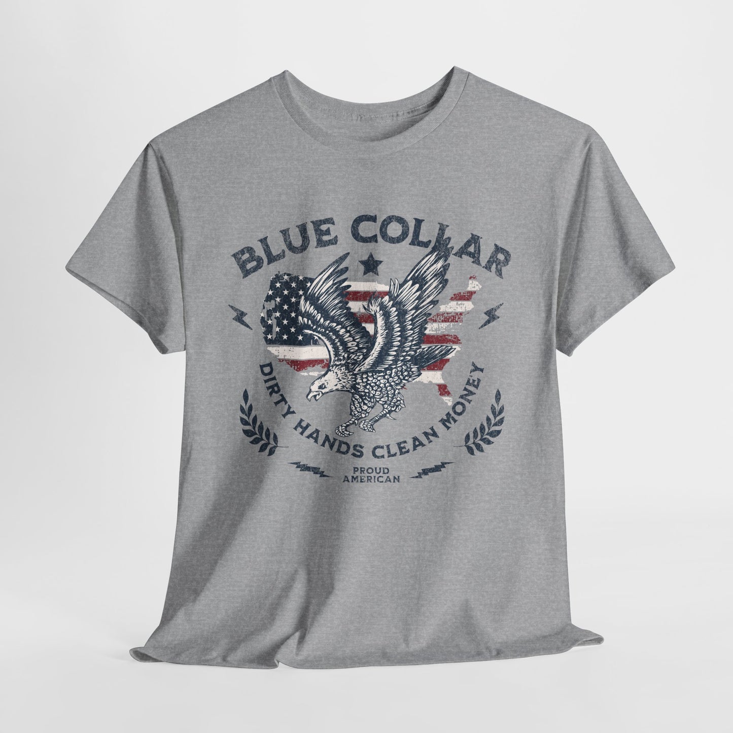 Proud American shirt with red white and blue flag background