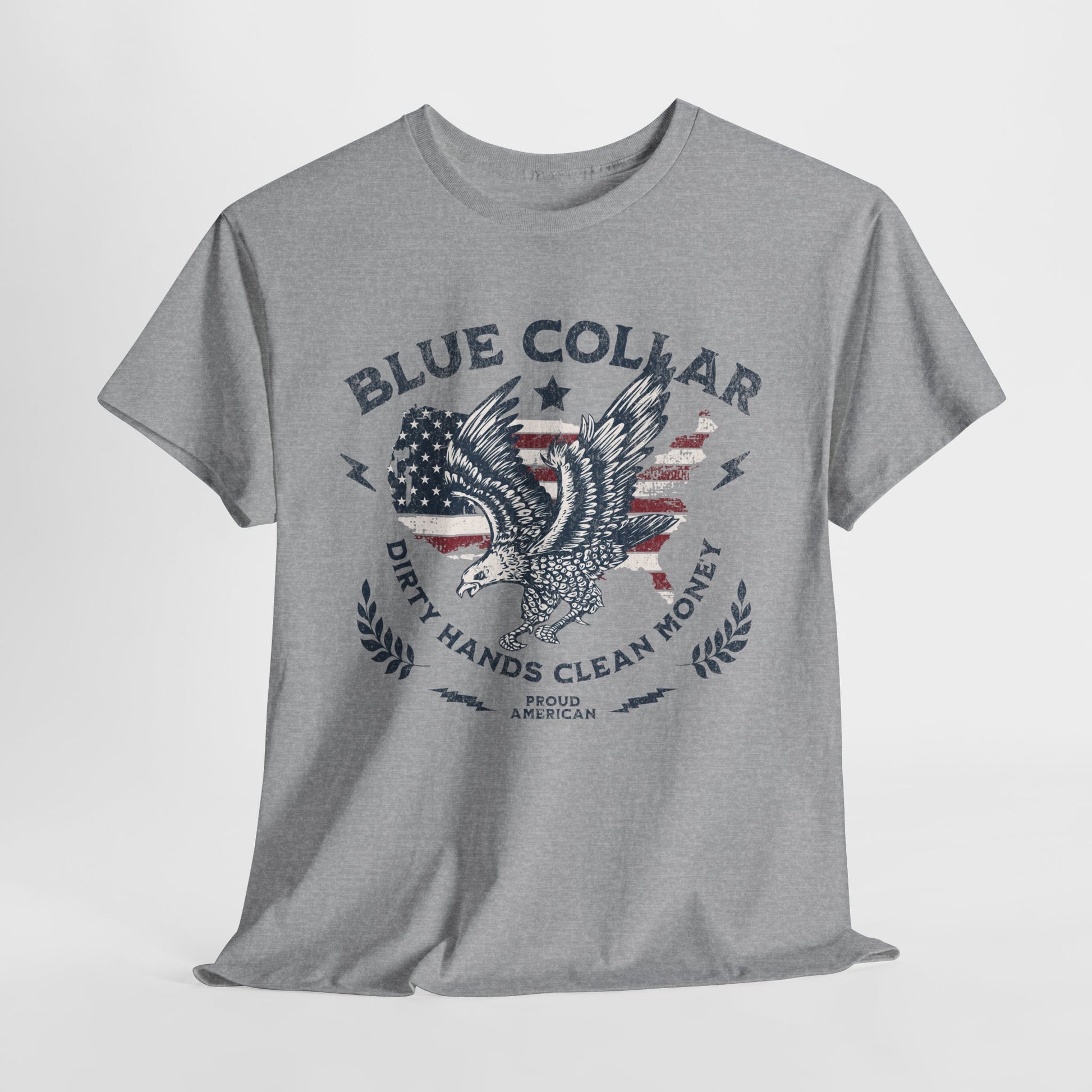Proud American shirt with red white and blue flag background