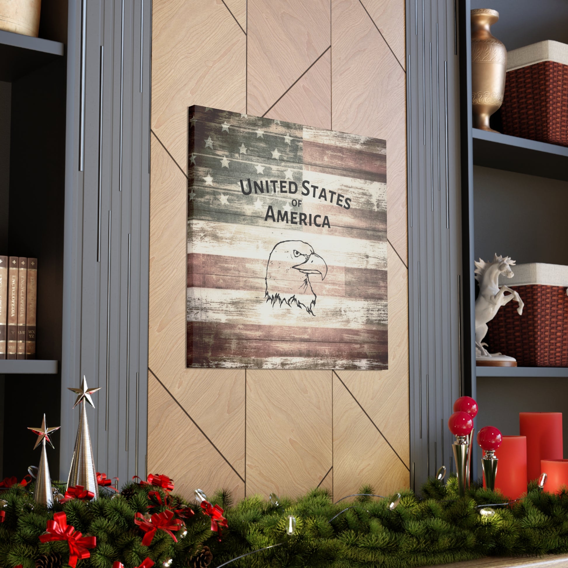 United States of America rustic flag art
