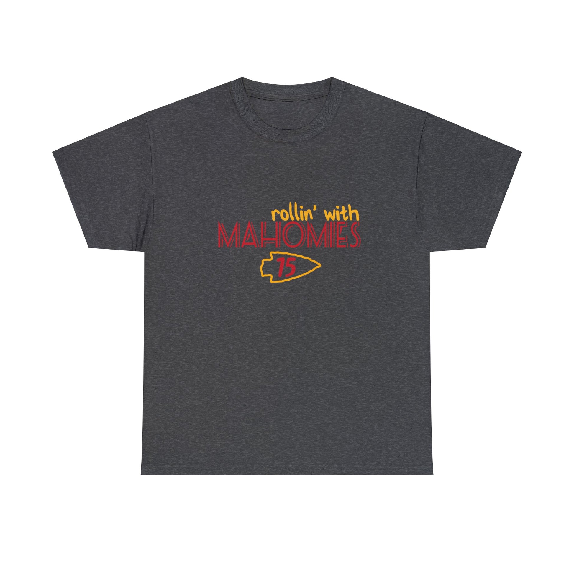 Unisex heavy cotton "Rollin With Mahomies" T-shirt for Chiefs Nation.