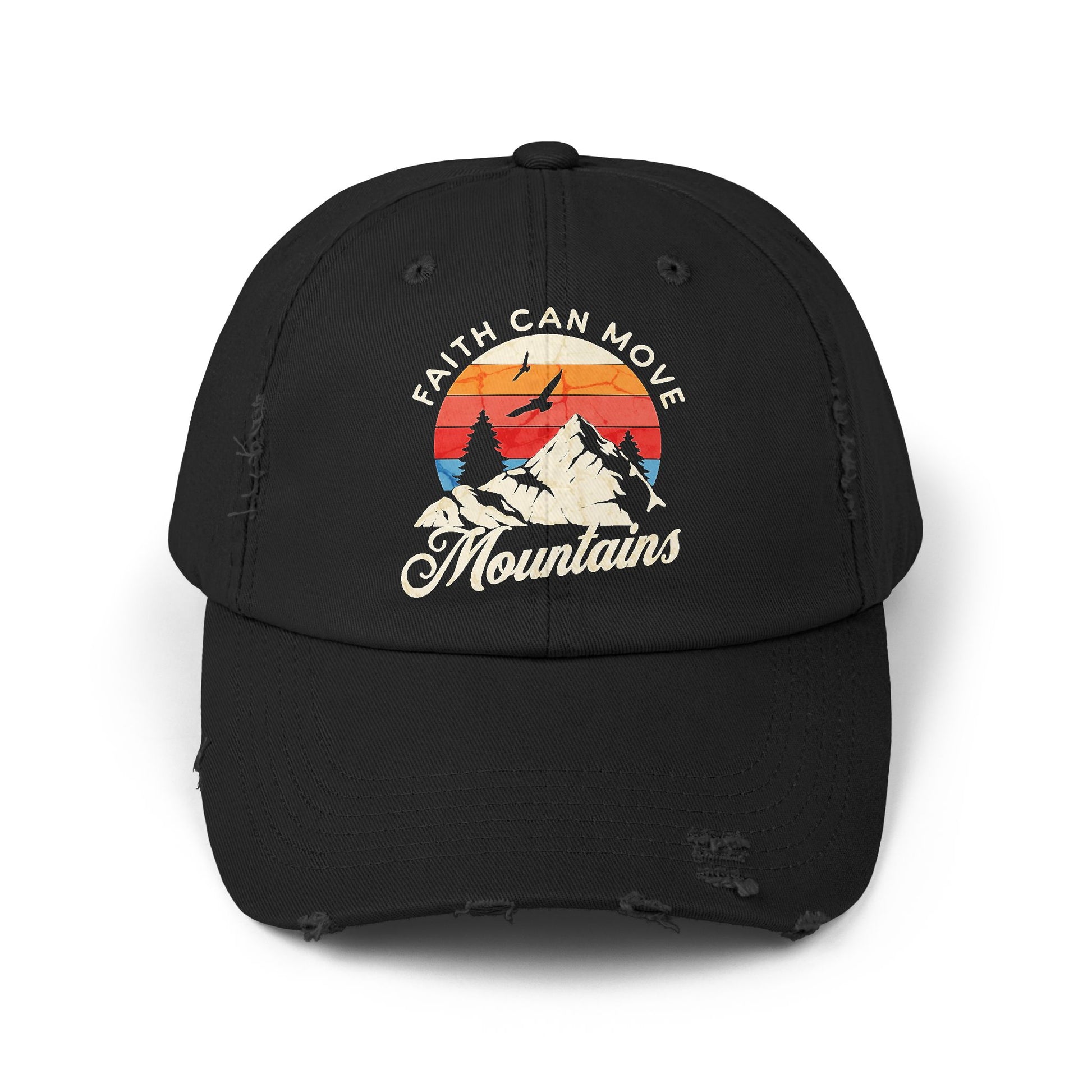 Gospel hat with mountain and tree graphic
