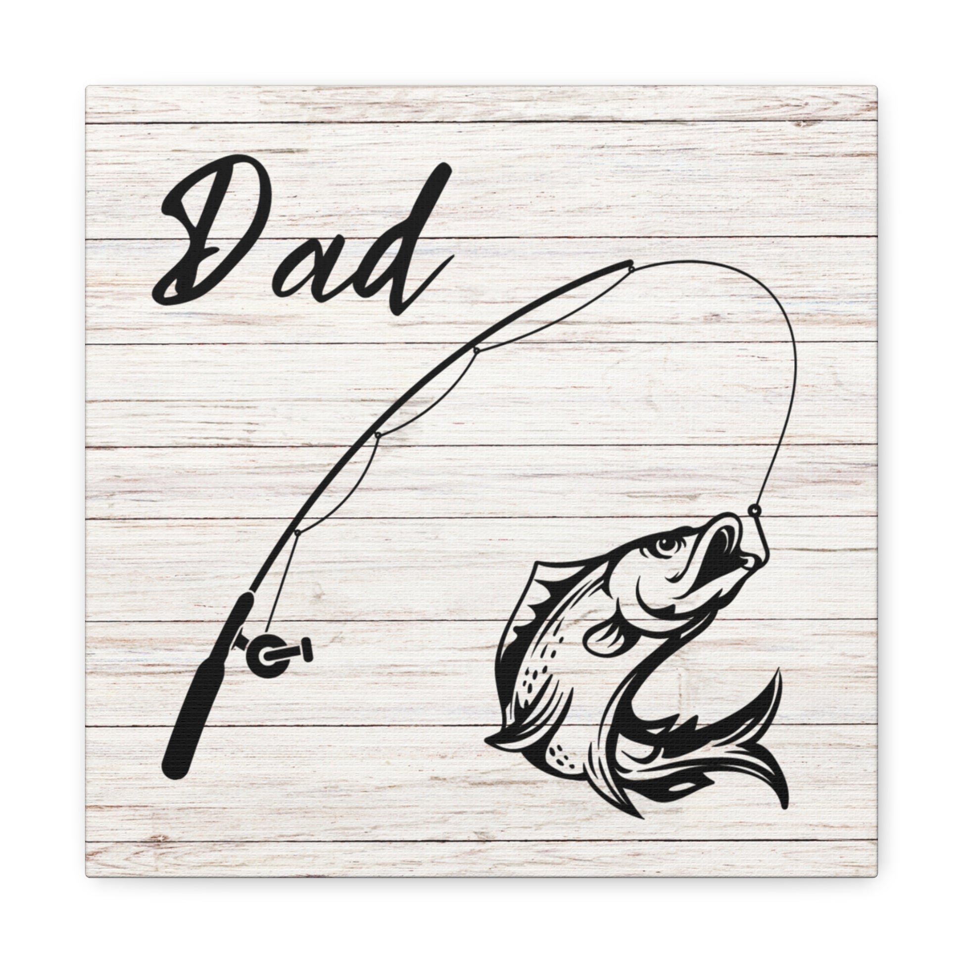 Fishing gift for dads – wall art with fishing rod and reel graphic
