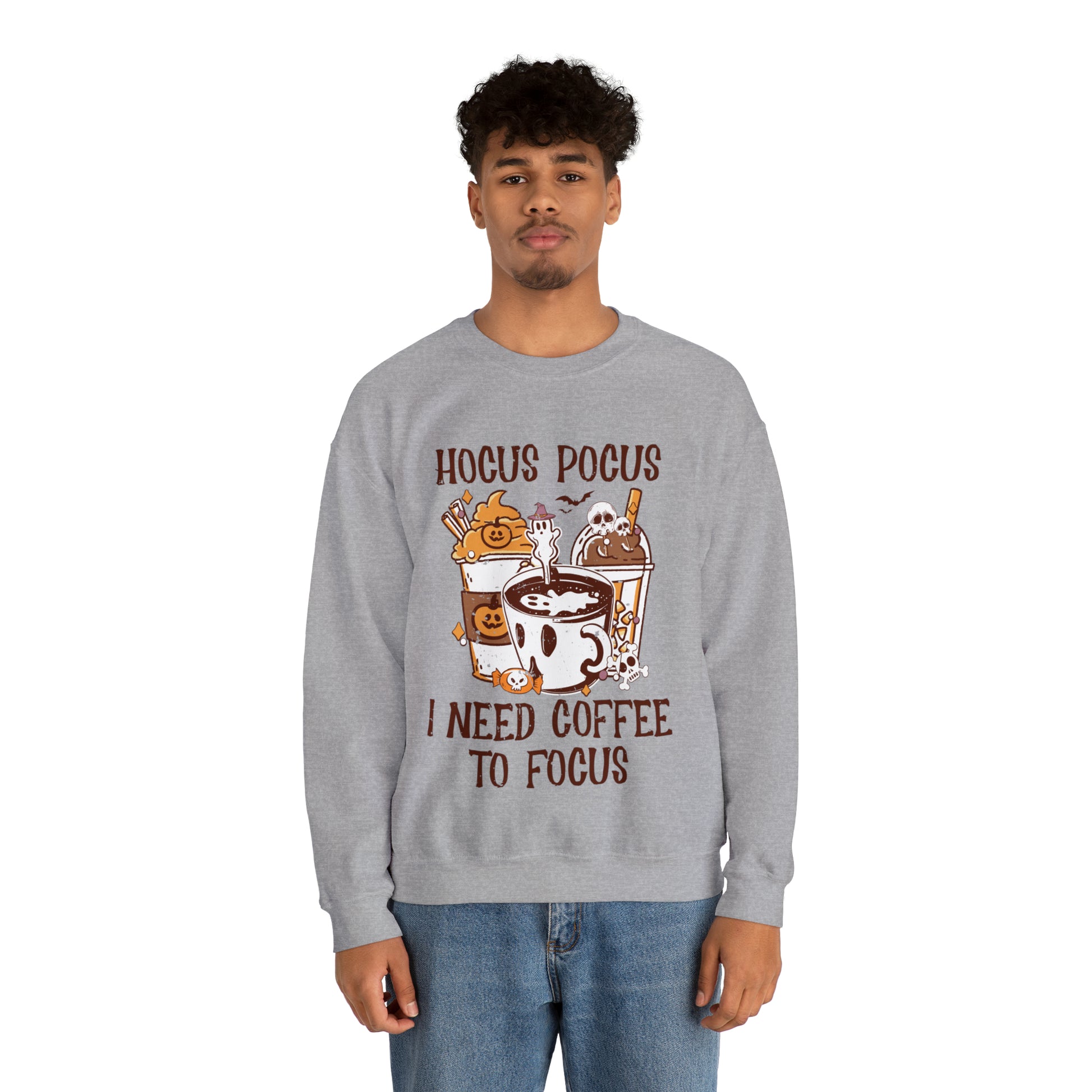 Motivational fall sweatshirt with Hocus Pocus and coffee theme
