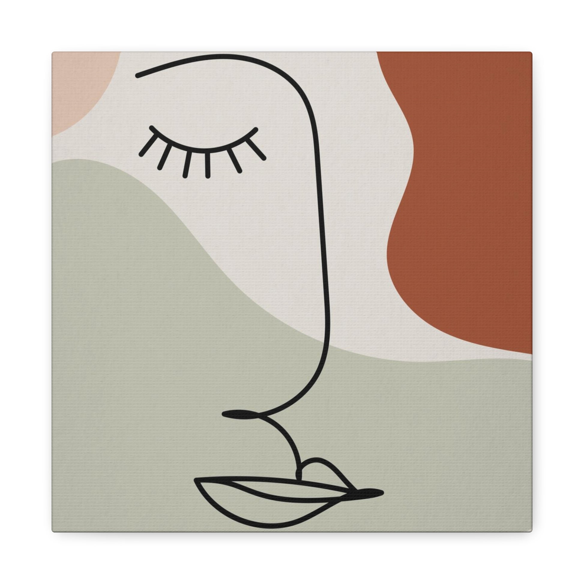 Unique abstract face wall art with light background
