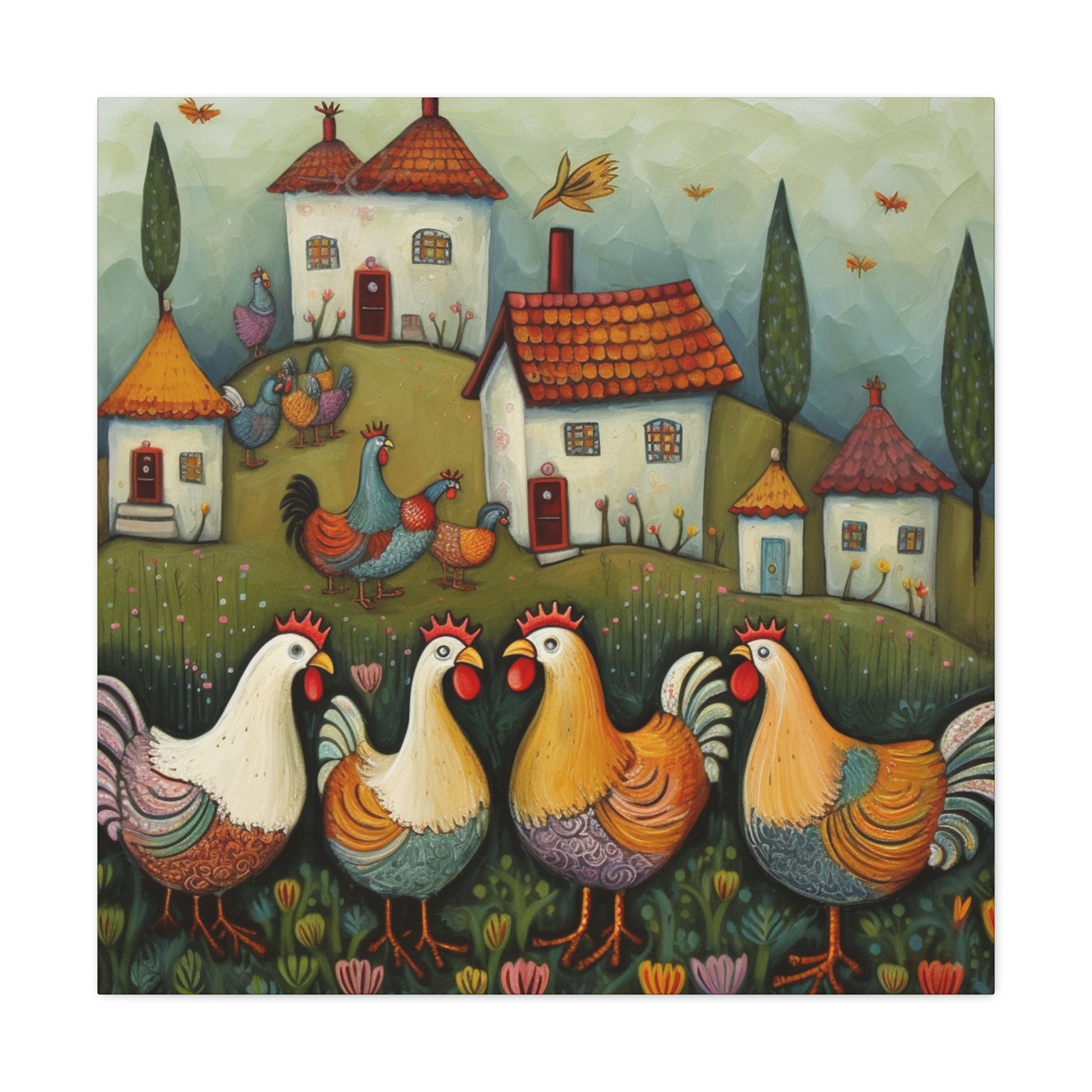 "Vintage Chicken Art" Wall Art - Weave Got Gifts - Unique Gifts You Won’t Find Anywhere Else!