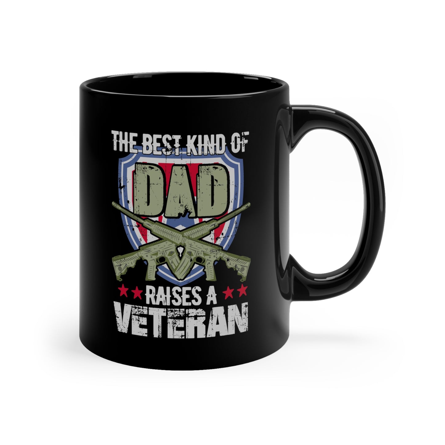Durable black veteran dad mug with bold design

