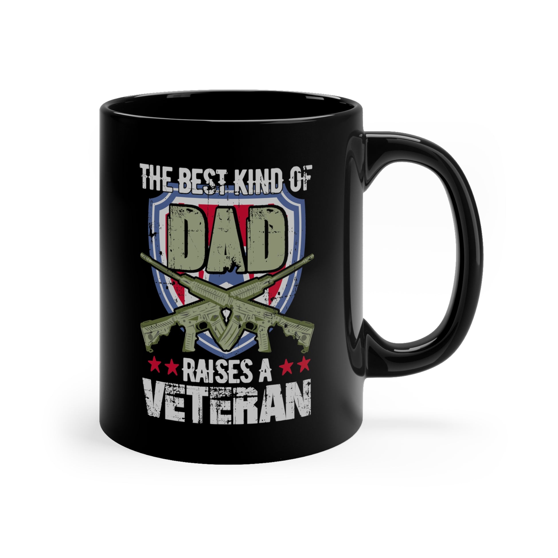 Durable black veteran dad mug with bold design
