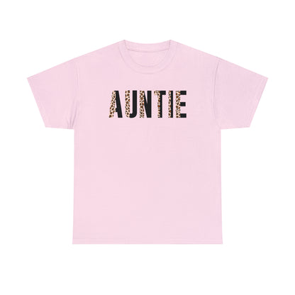 Auntie t-shirt with animal print design

