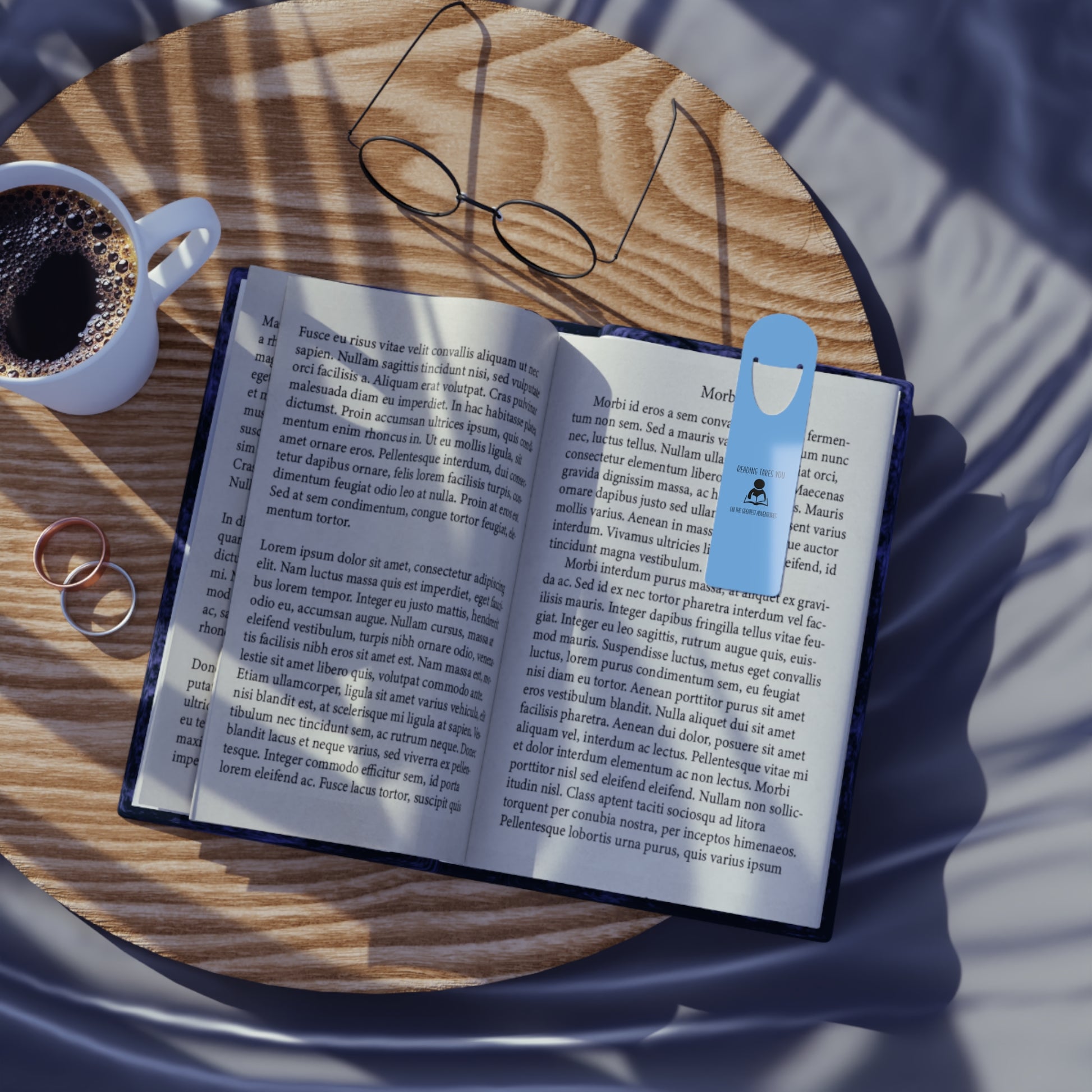 Aluminum reading bookmark with quote
