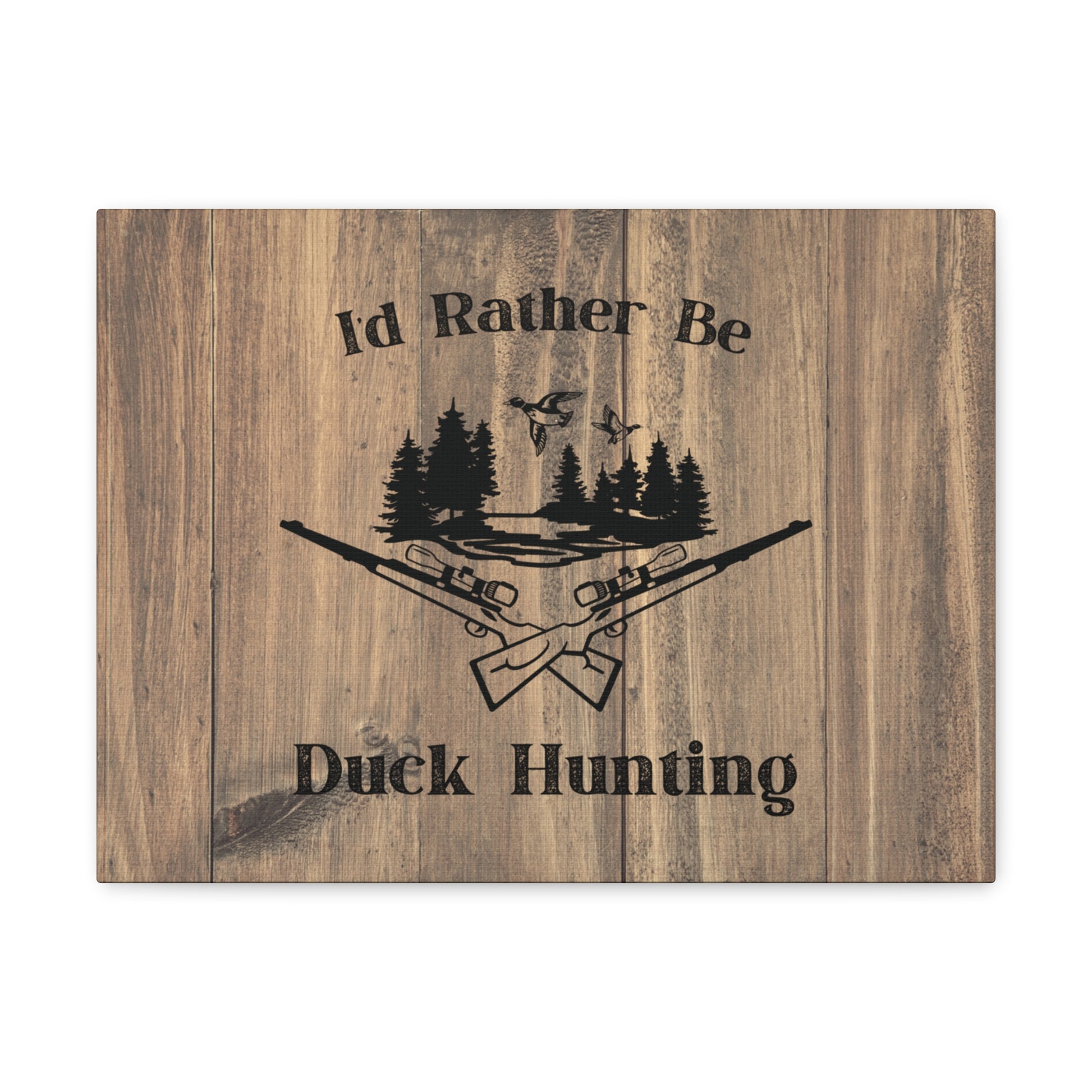 Cabin decor featuring duck hunting design

