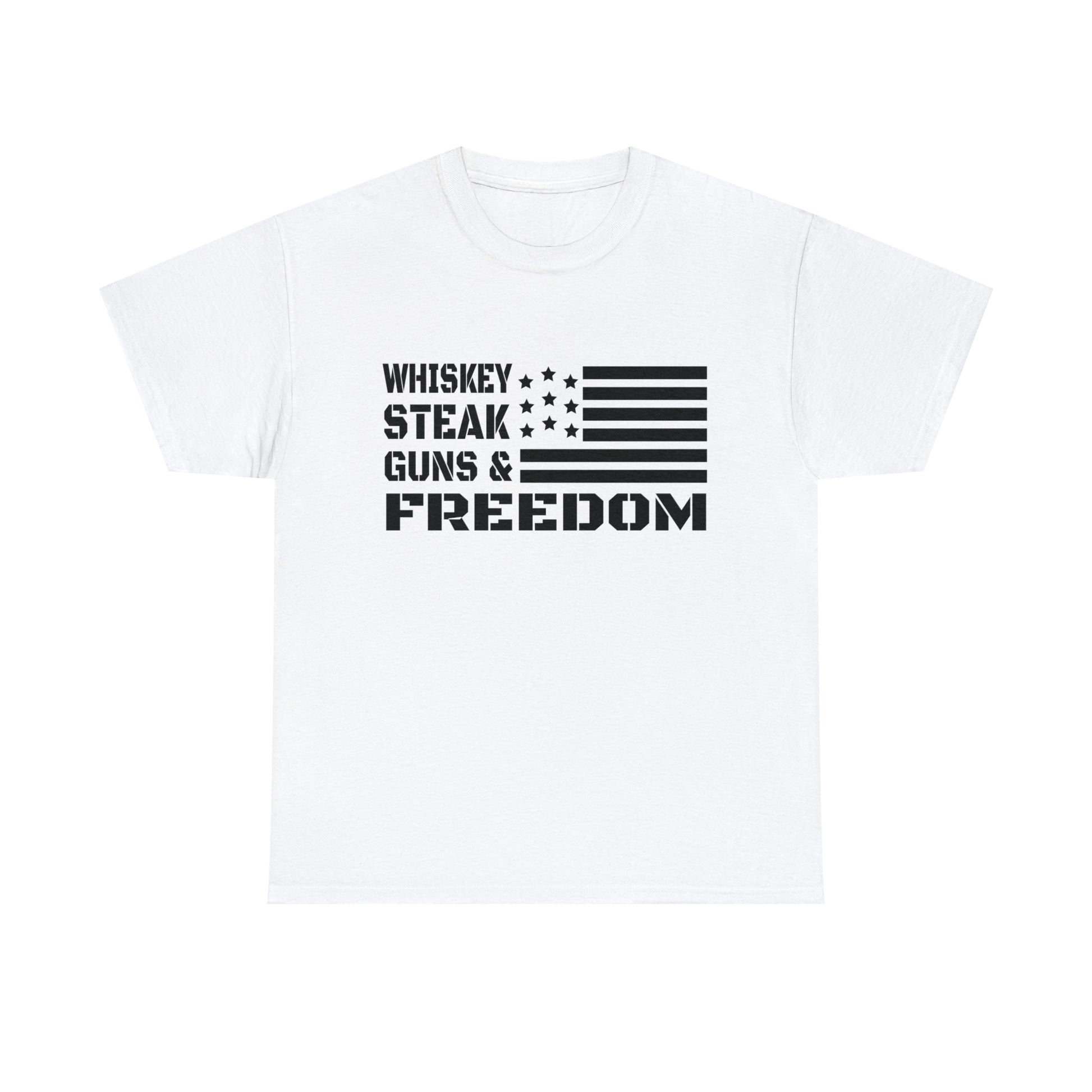 2nd Amendment t-shirt with whiskey and guns design
