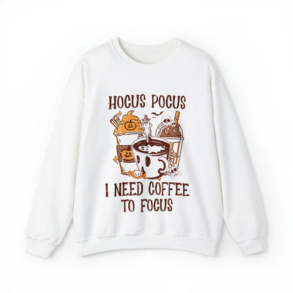 Novelty coffee sweatshirt with Halloween and fall graphics
