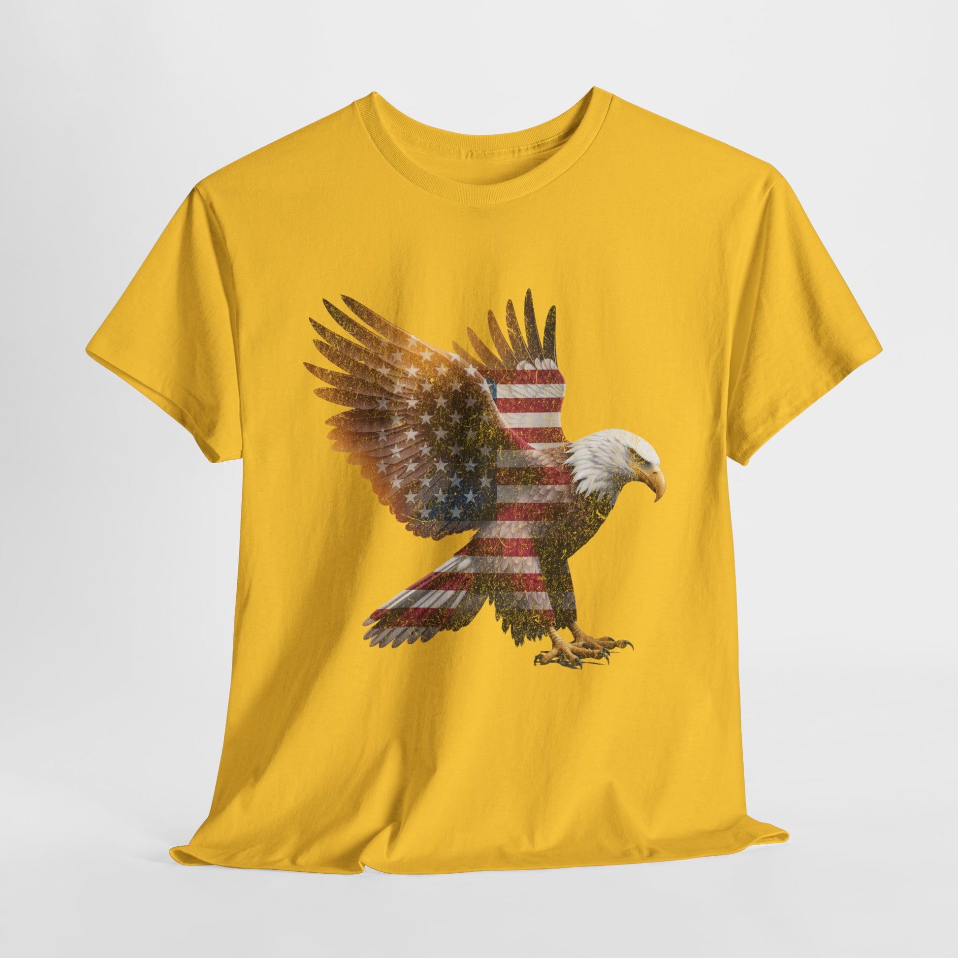 Flying eagle t-shirt with USA flag integrated in wings

