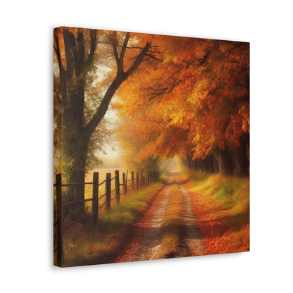 Large autumn-themed canvas art with rustic nature details
