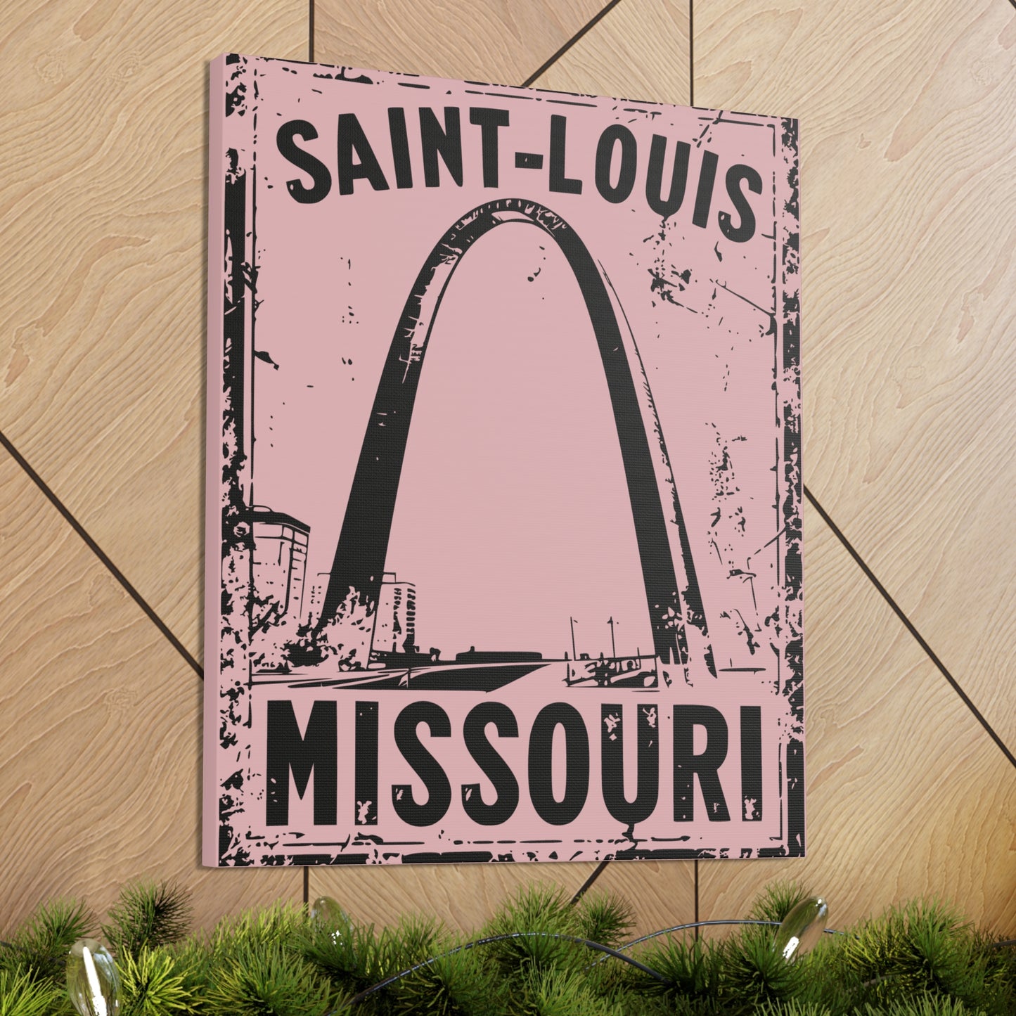 STL Arch wall decor in pink and black
